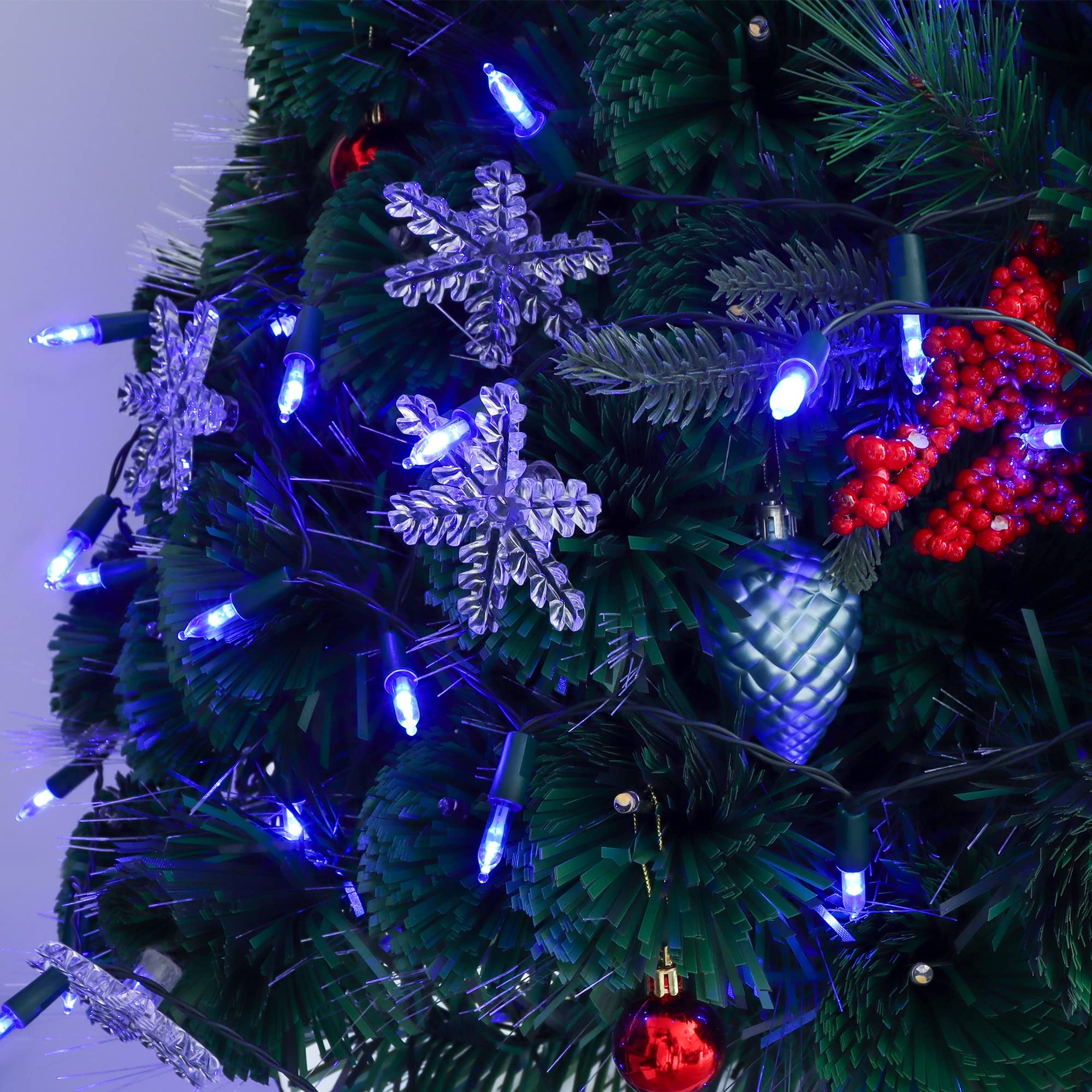 WATERGLIDE 50 LED Outdoor Christmas Lights, 16FT Battery Operated Mini String Lights, 8 Modes & Timer, Waterproof, Blue