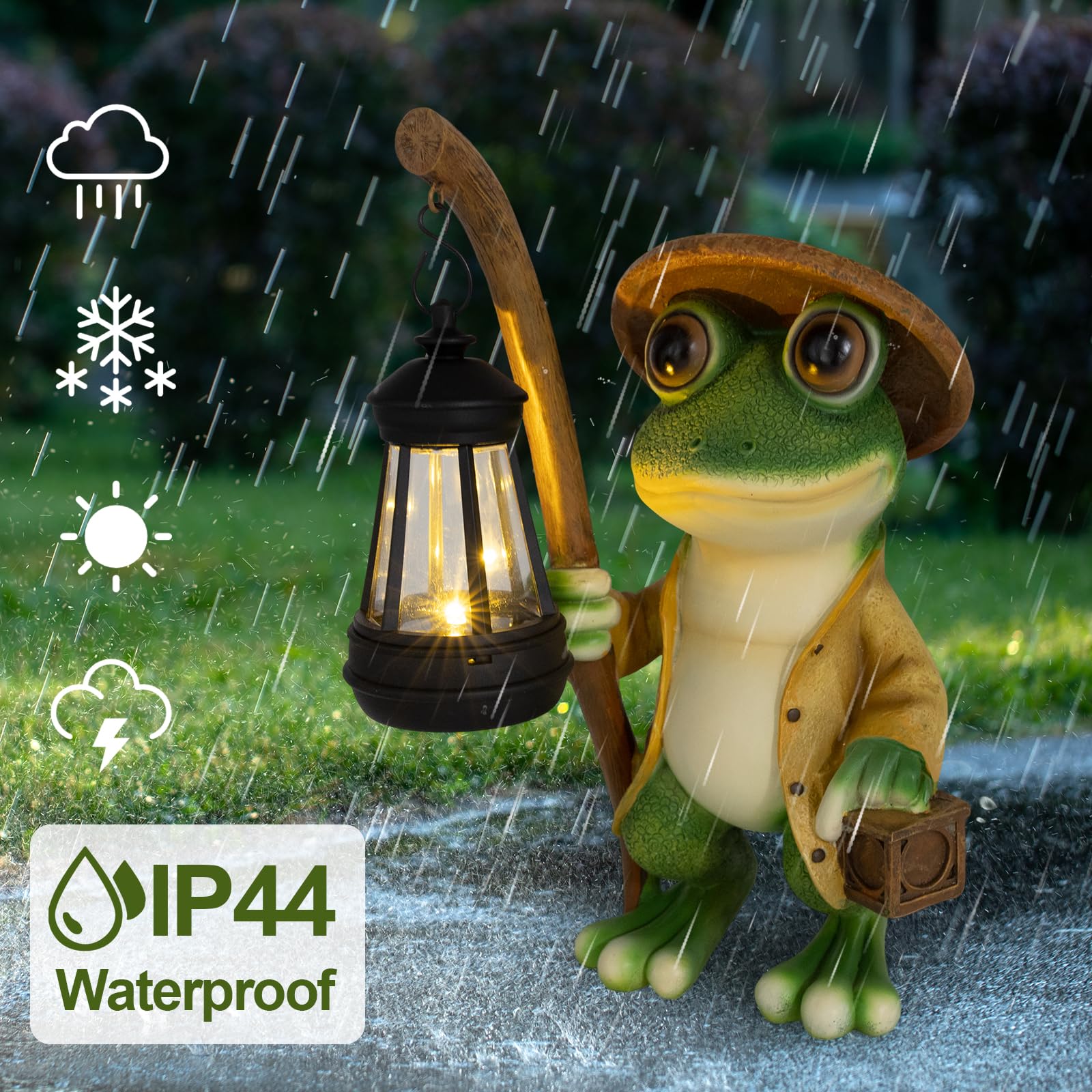 Iswabard Frog Statue Solar Lights Outdoor-Halloween Christmas Decorations Outdoor, Frog Solar Lights For Garden Patio Porch Deco