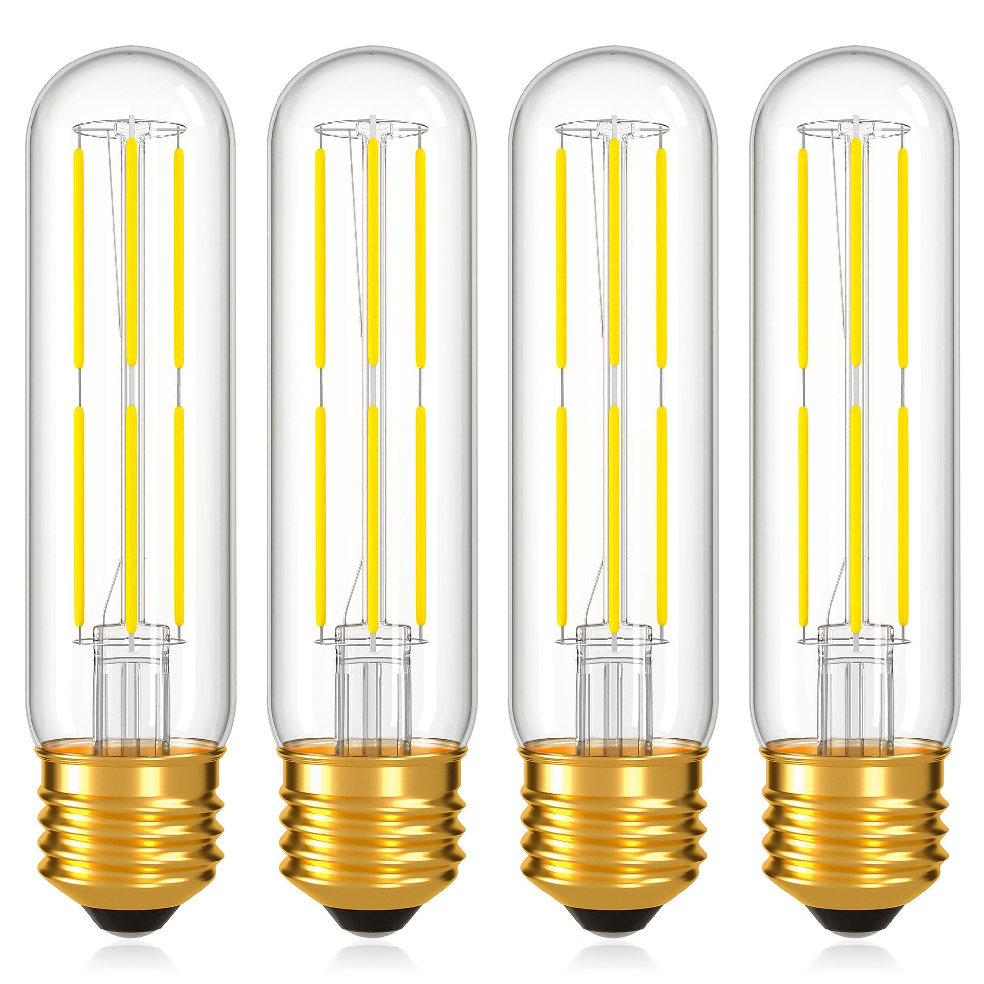PADMO LUDAZ Dimmable E26 T10 LED Bulb 6W, Daylight 5000K, Glass, 5 Inch, 4 Pack