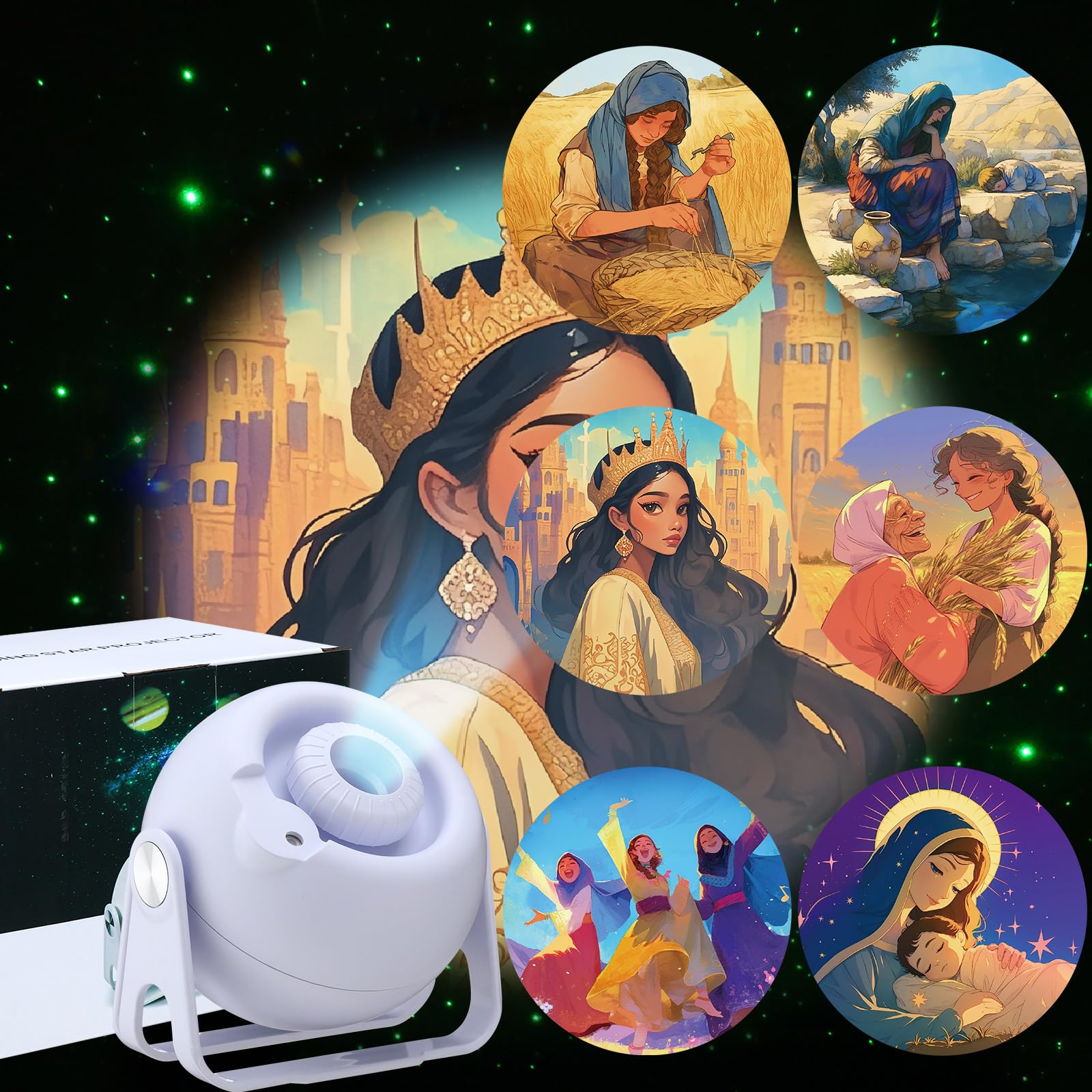 Aurelema Bible Verses Projector Galaxy Projector Includes 6 Interchangeable Christian Discs Night Light Set Project Religious on