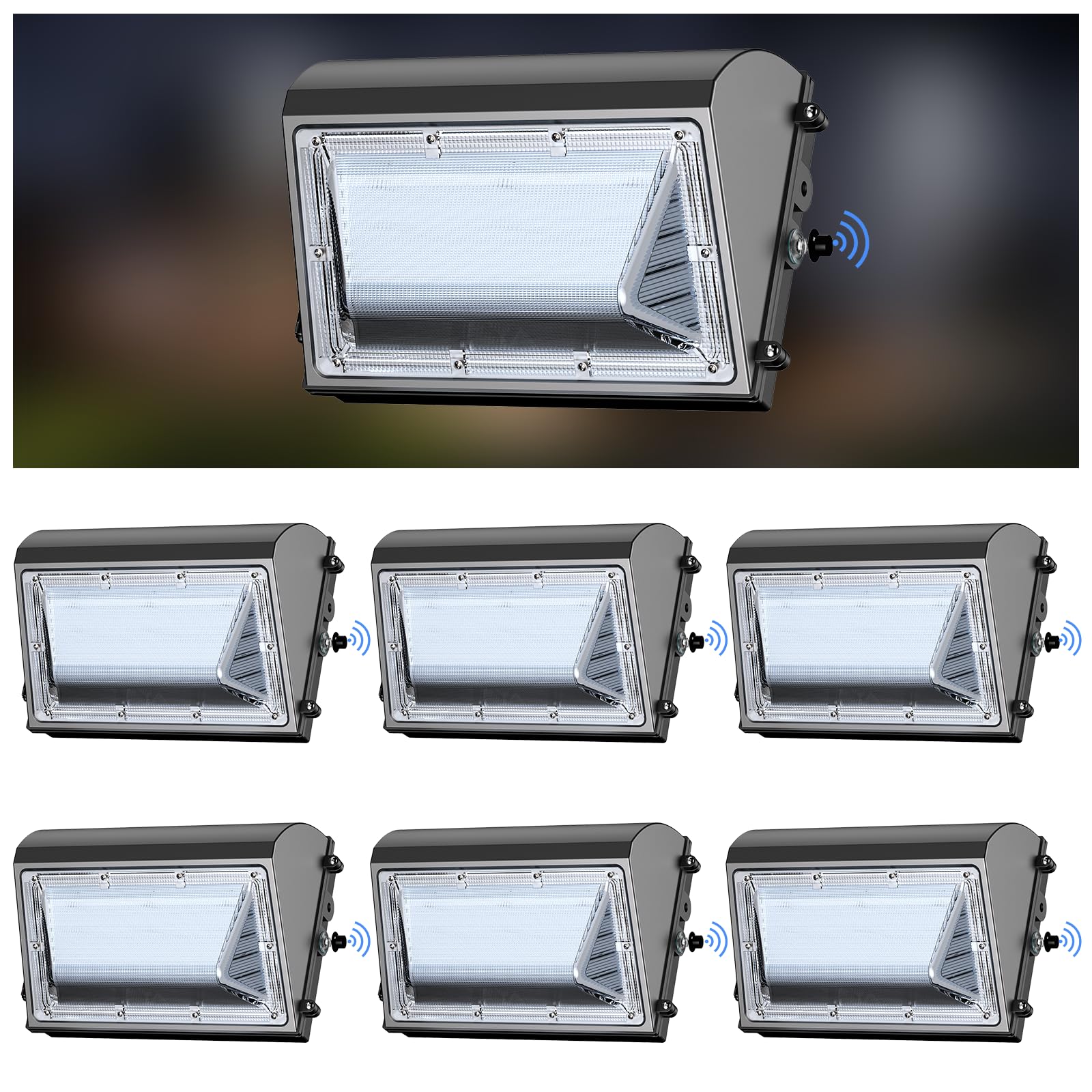 Aphyni 6 Pack 150W Led Wall Pack Light - Dusk To Dawn, 22500Lm, Ip65 Waterproof,