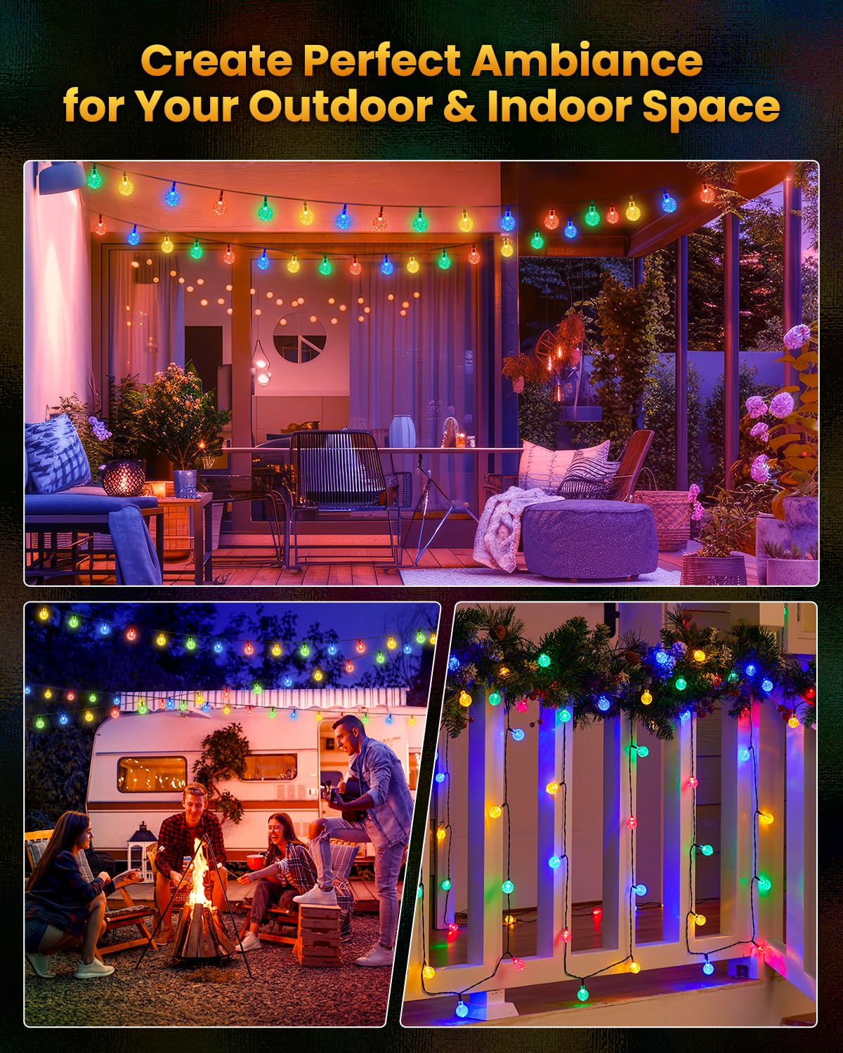 Brightown Solar String Lights Outdoor 60 LED 35.6ft Multicolor Waterproof Garden Decor Model DY-SB-1-500