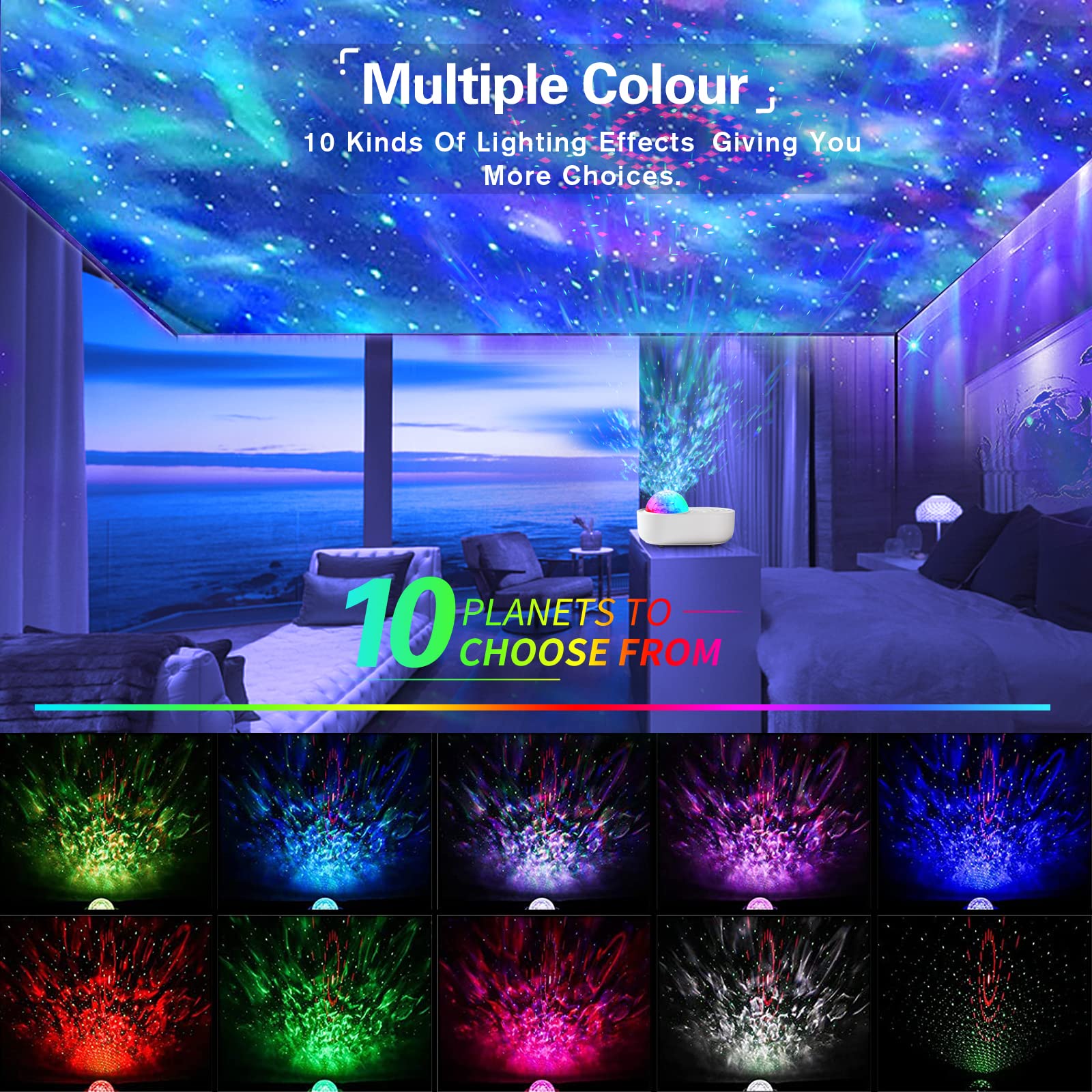 ONXE Star Projector - LED Nebula Cloud with Bluetooth Speaker, Remote Control, Multicolor, Model K-1069 for Bedroom & Home Theater