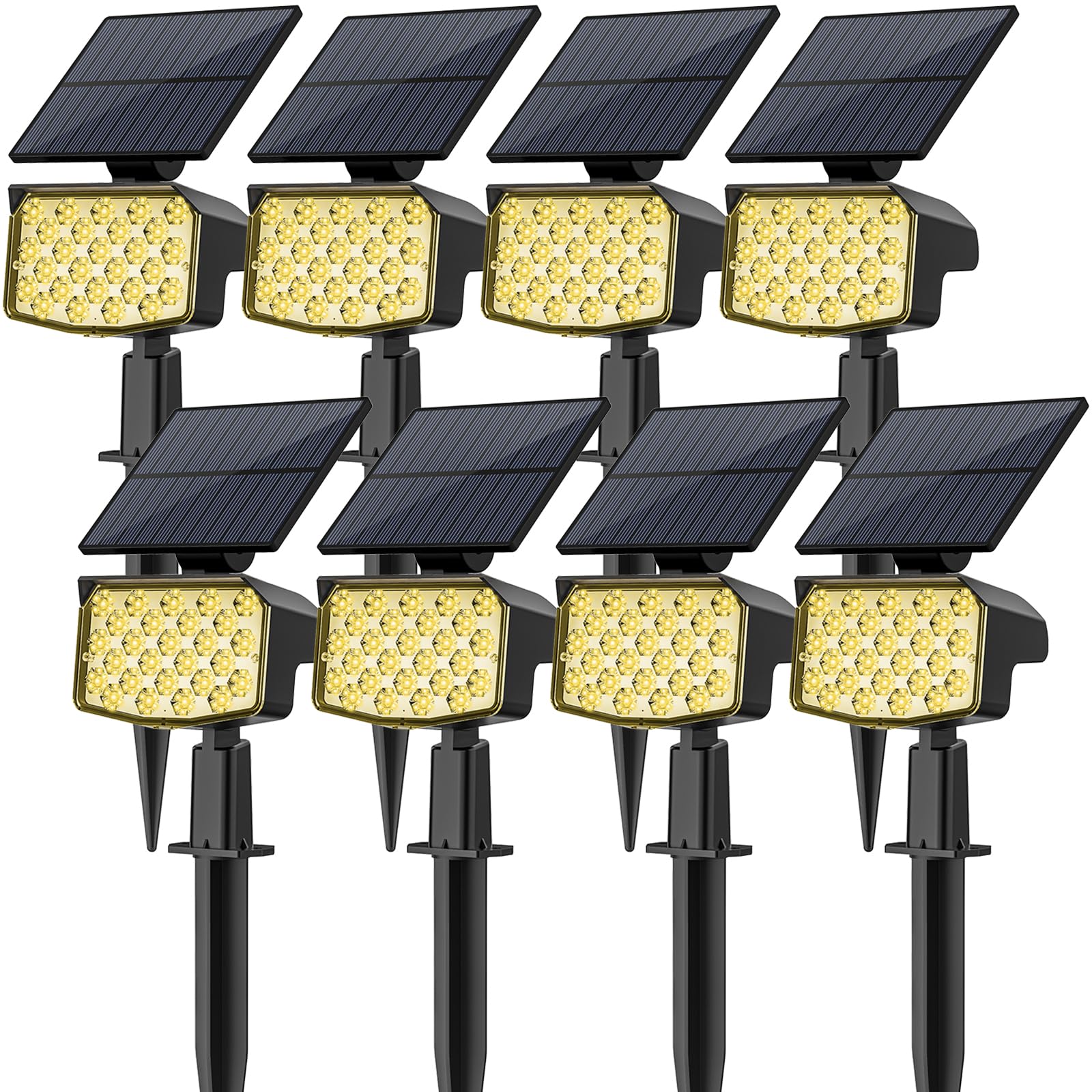MinPea 8 Pack Solar Spot Lights Outdoor, 2-in-1 Solar Lights Outdoor Waterproof IP65, Solar Landscape Spotlights 3 Modes, Solar 