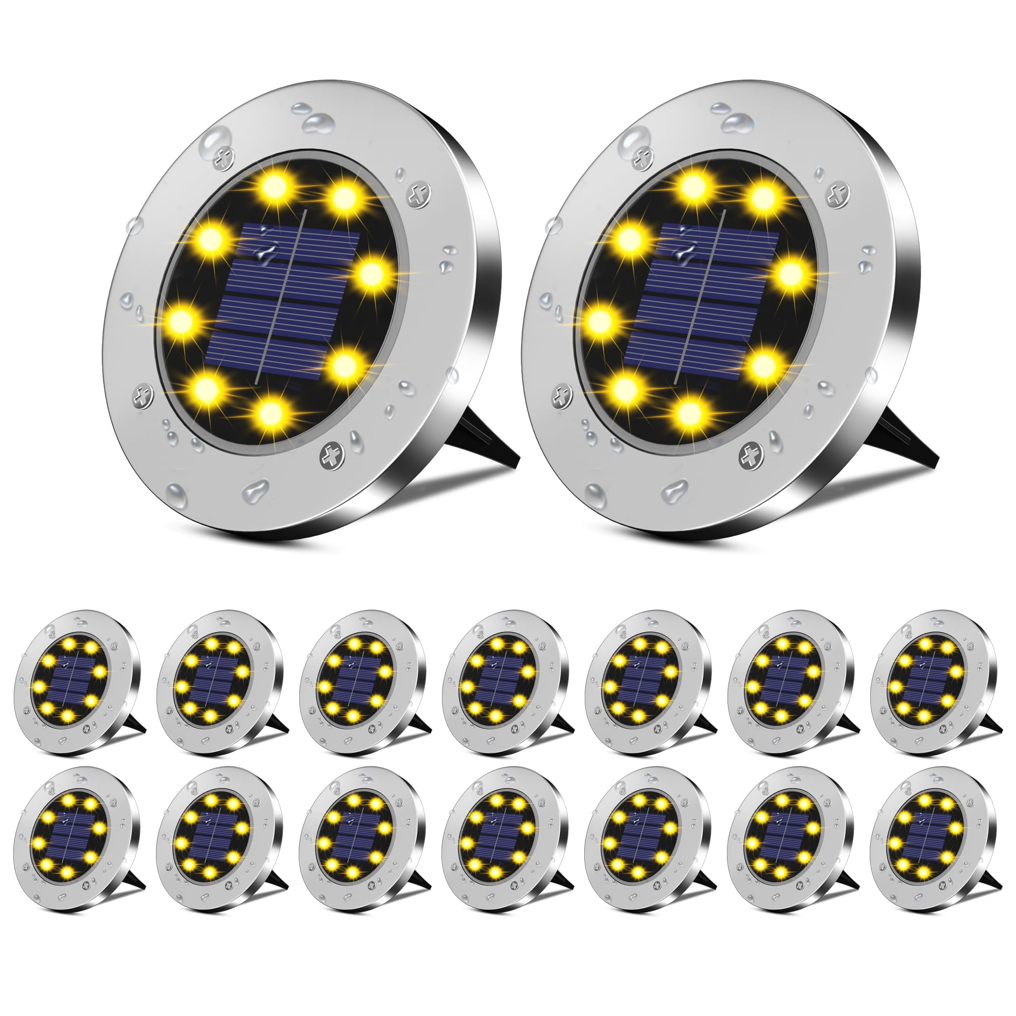 DUUDO Solar Lights - 16Pack, Outdoor Waterproof Pathway & Landscape Lighting - Warm Glow for Gardens, Patios, Driveways & Walkwa