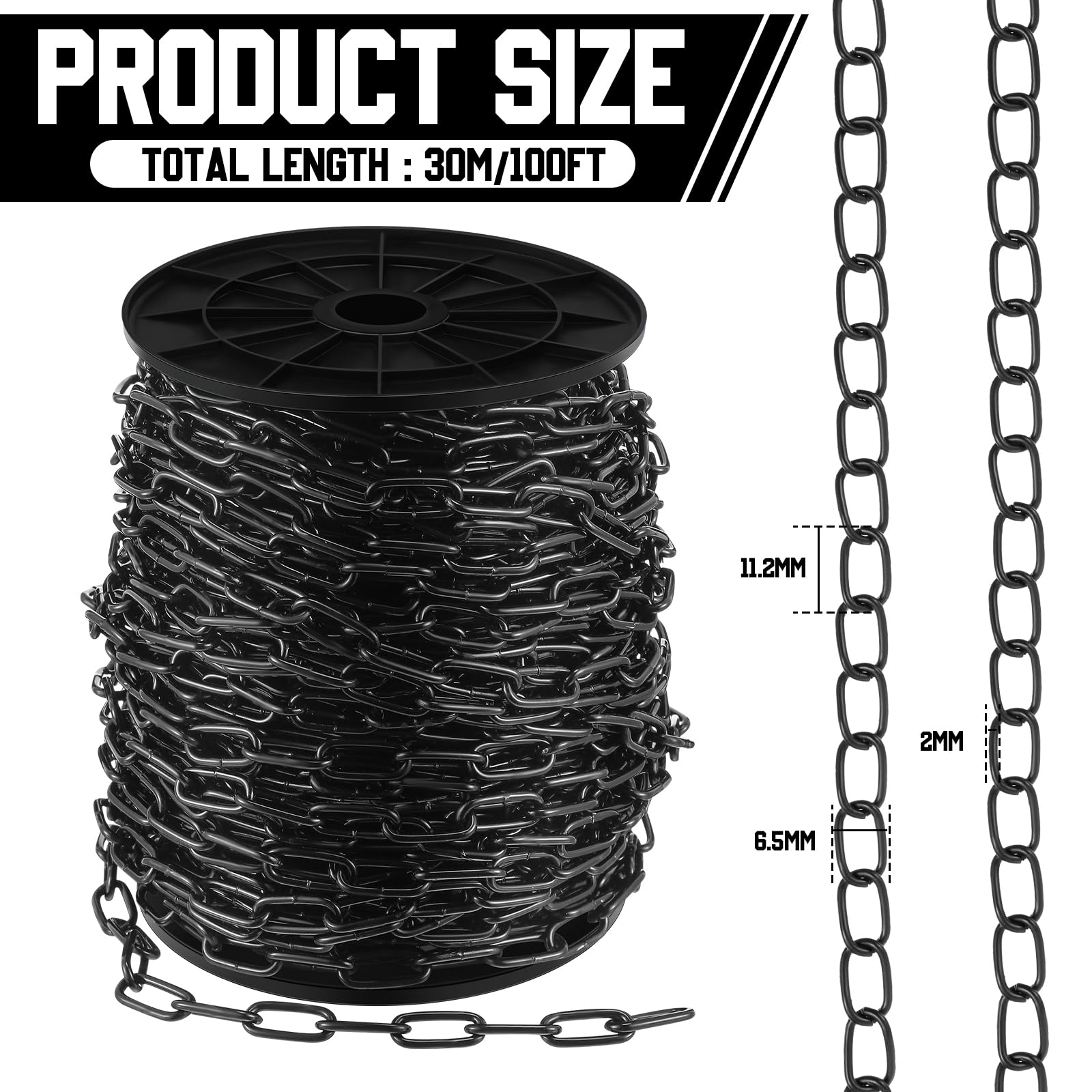 Yaocom 1/12 Chandelier Chain 100 ft Metal Hanging Chains Fixture Chain Decorative Chain Light Duty Chain Utility Chains for Hang