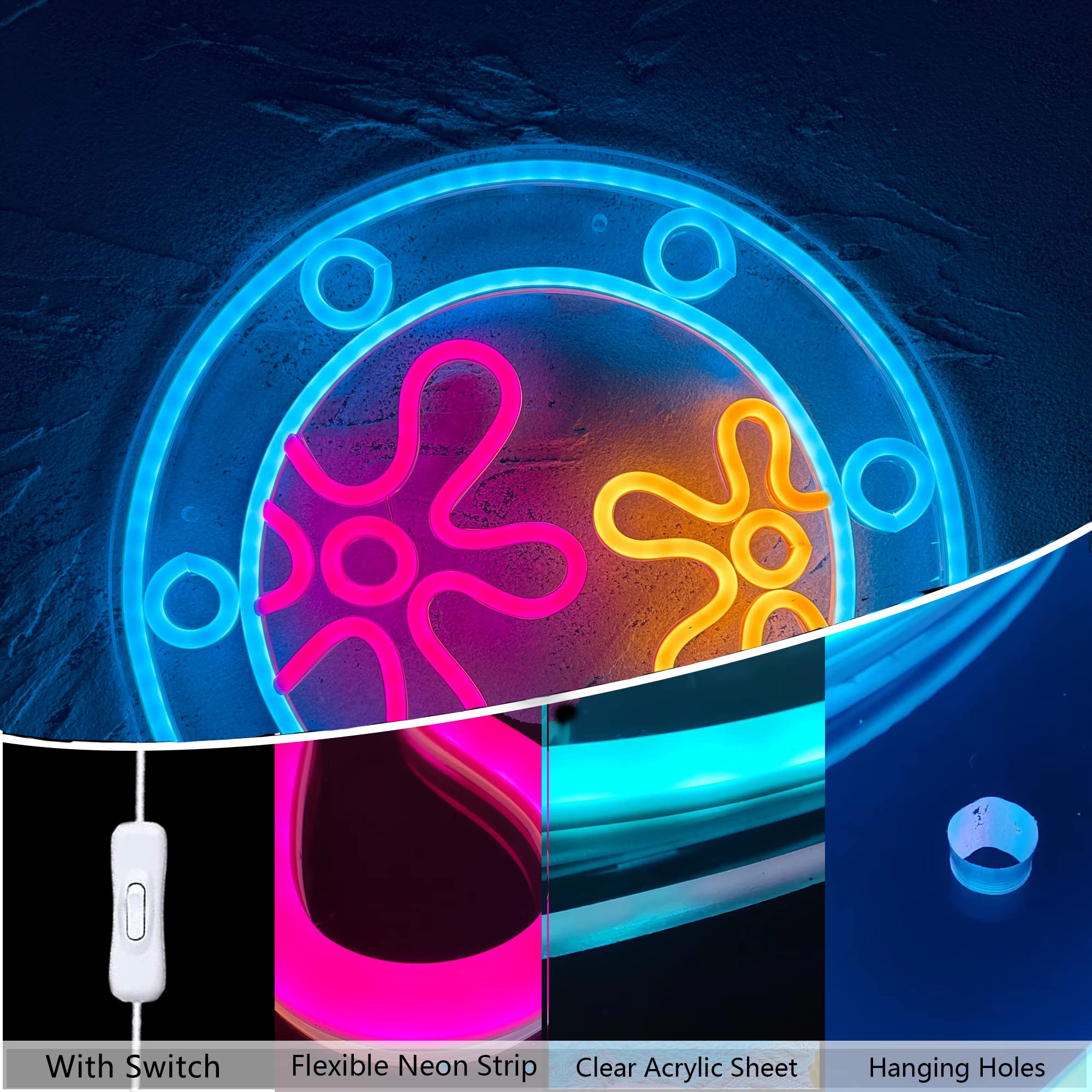 manimo LED Under Sea Porthole Neon Light for Wall Decor, 13.3x13.3in, Ocean World Porthole