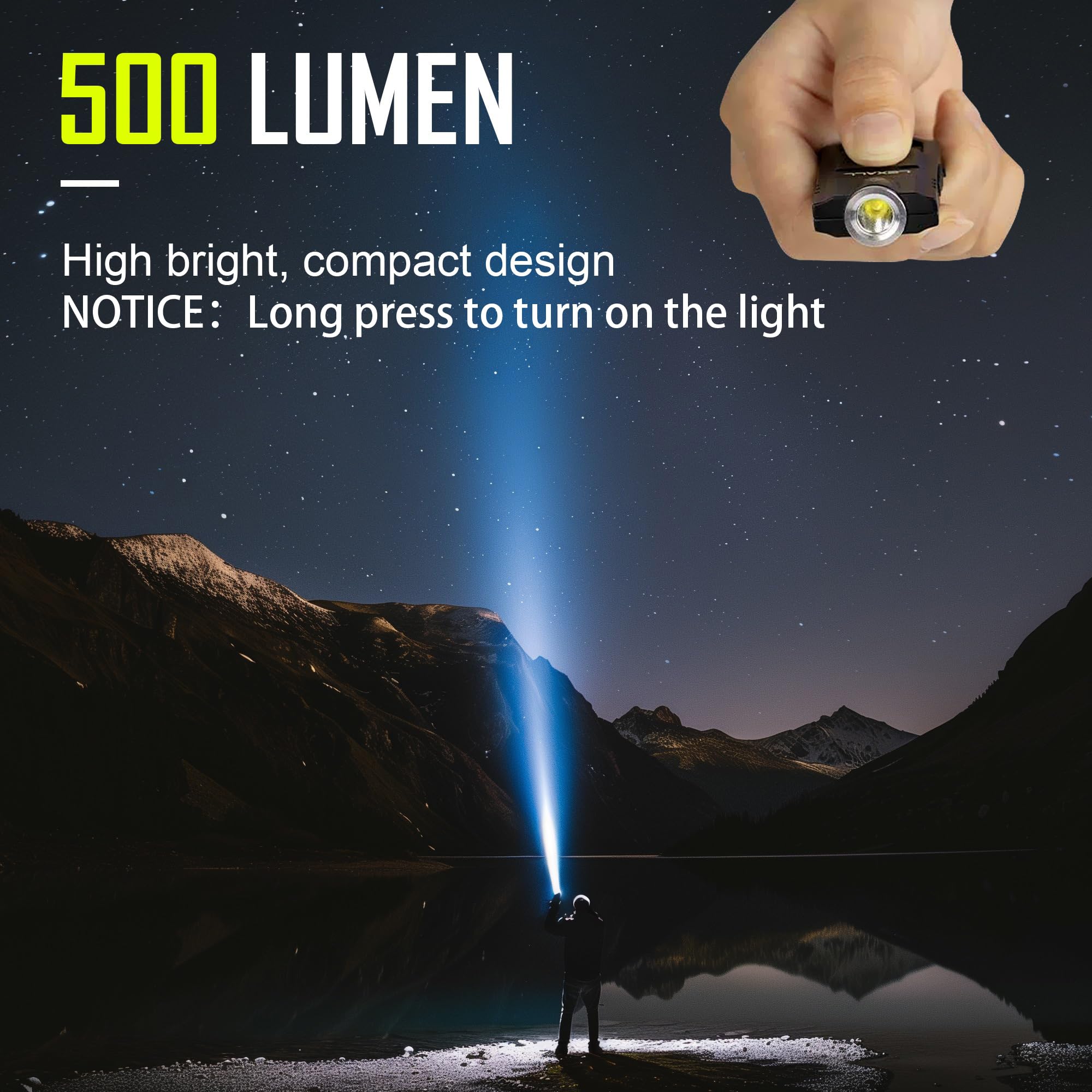 lexall LED Small Flashlight - 500 Lumens, USB Rechargeable, 2 Pack, Black, Model 0067 for Indoor/Outdoor Use