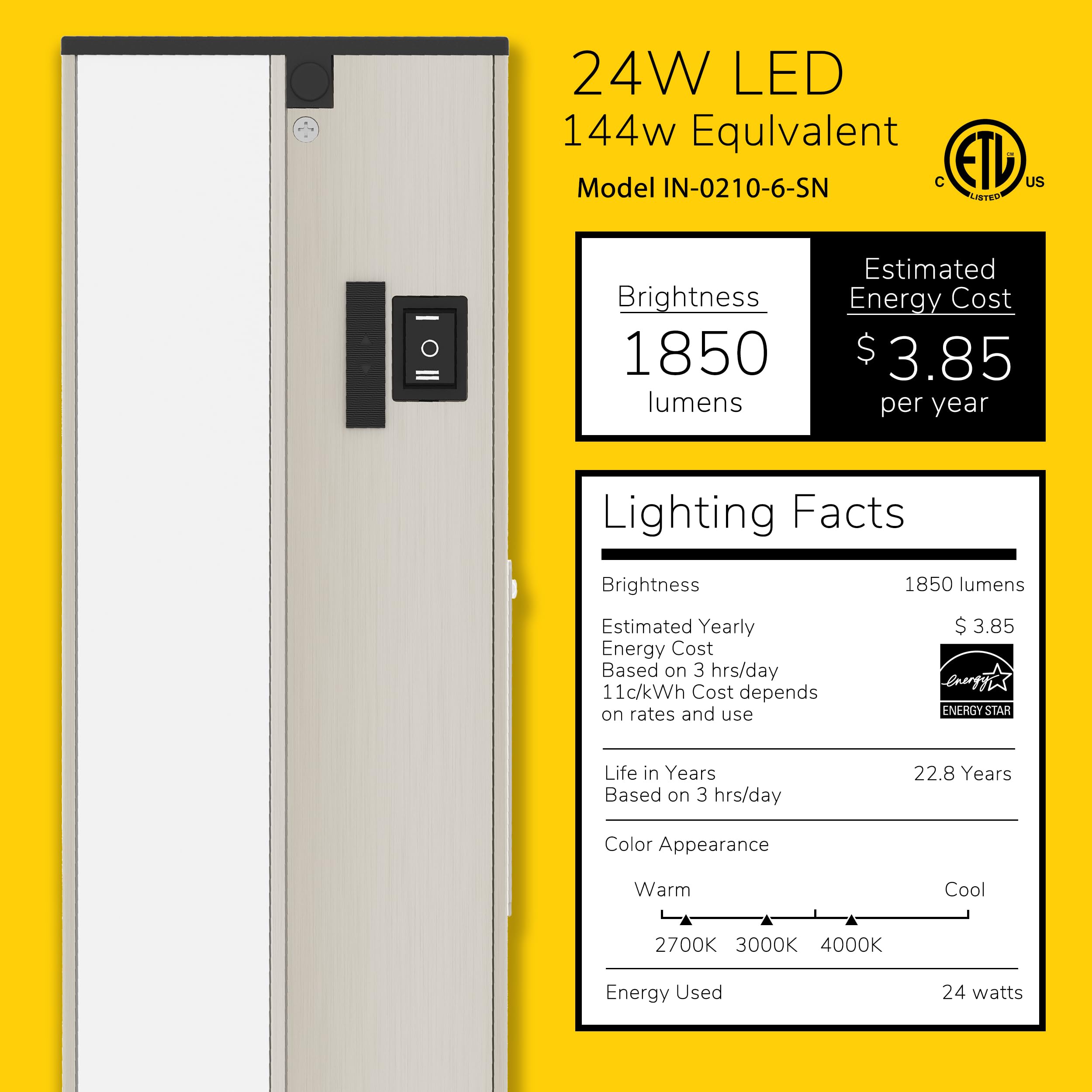 Getinlight 48-Inch Led Under Cabinet Lighting, Hardwired Or Plugged-In, Warm White (2700K), Soft White (3000K), Bright White (40