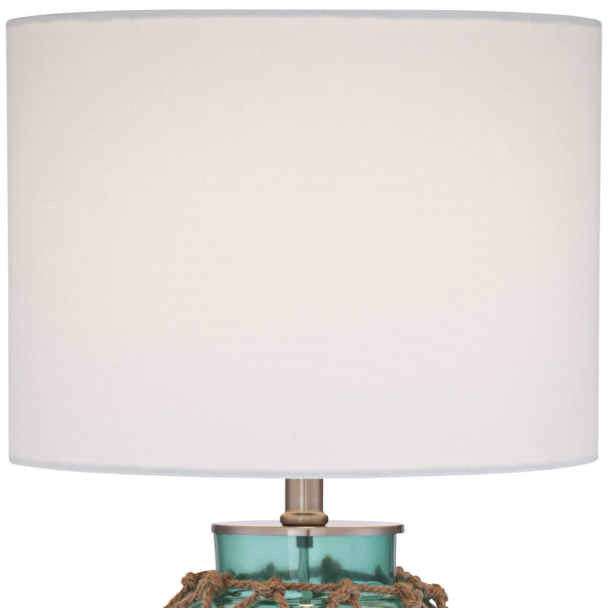 360 Lighting Crosby Cottage Accent Table Lamps 22.5 High Set Of 2 Natural Coastal Blue Green Rope Net Off White Drum Shade Decor