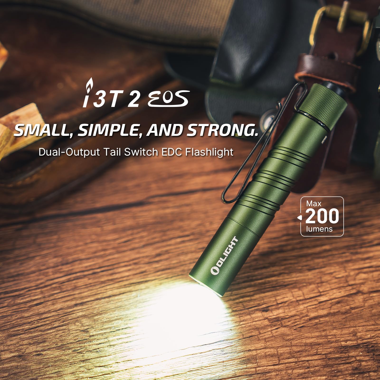 OLIGHT I3T 2 EOS Pocket Flashlight, 200 Lumens, Aluminum, OD Green, Model I3T2-ODG-300000