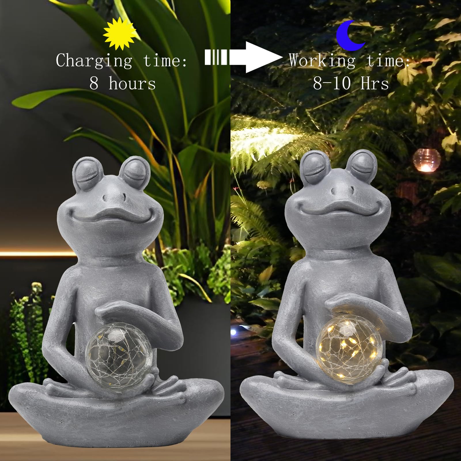 Halp·Ssfm Solar Frog Garden Statues Meditating Yoga Frog Statue Housewarming Gifts For Women/Mom Zen Garden Frog Figurines For Lawn Patio Yard Porch Garden Decor Frog Decorations Gift Ideas