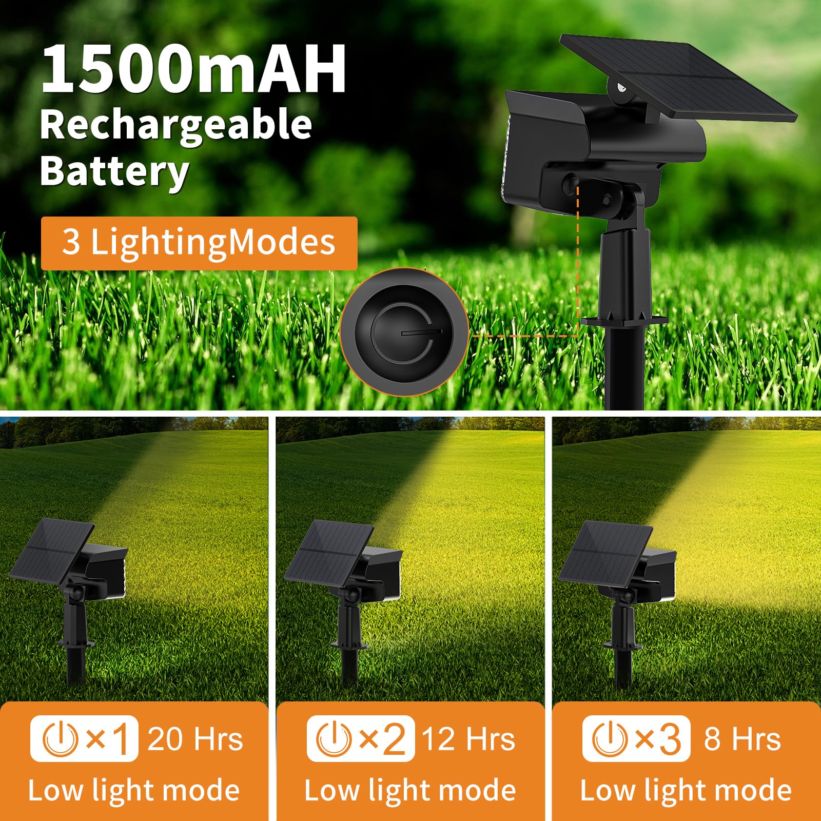 WELALO Solar Spot Lights, 10 Pack, Adjustable, 3 Modes, IP65 Waterproof, Warm White