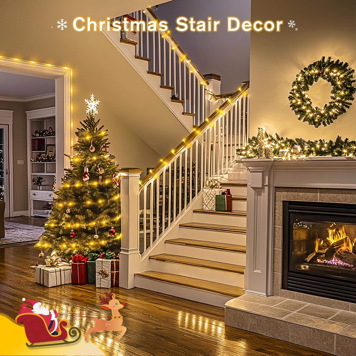 Jmexsuss 200 Led Warm White Christmas Lights Plug In, Indoor Christmas Rope Lights Outdoor Waterproof, 66Ft Rope String Lights With Remote For Outside Christmas Tree Yard Garden Bedroom Patio Decor