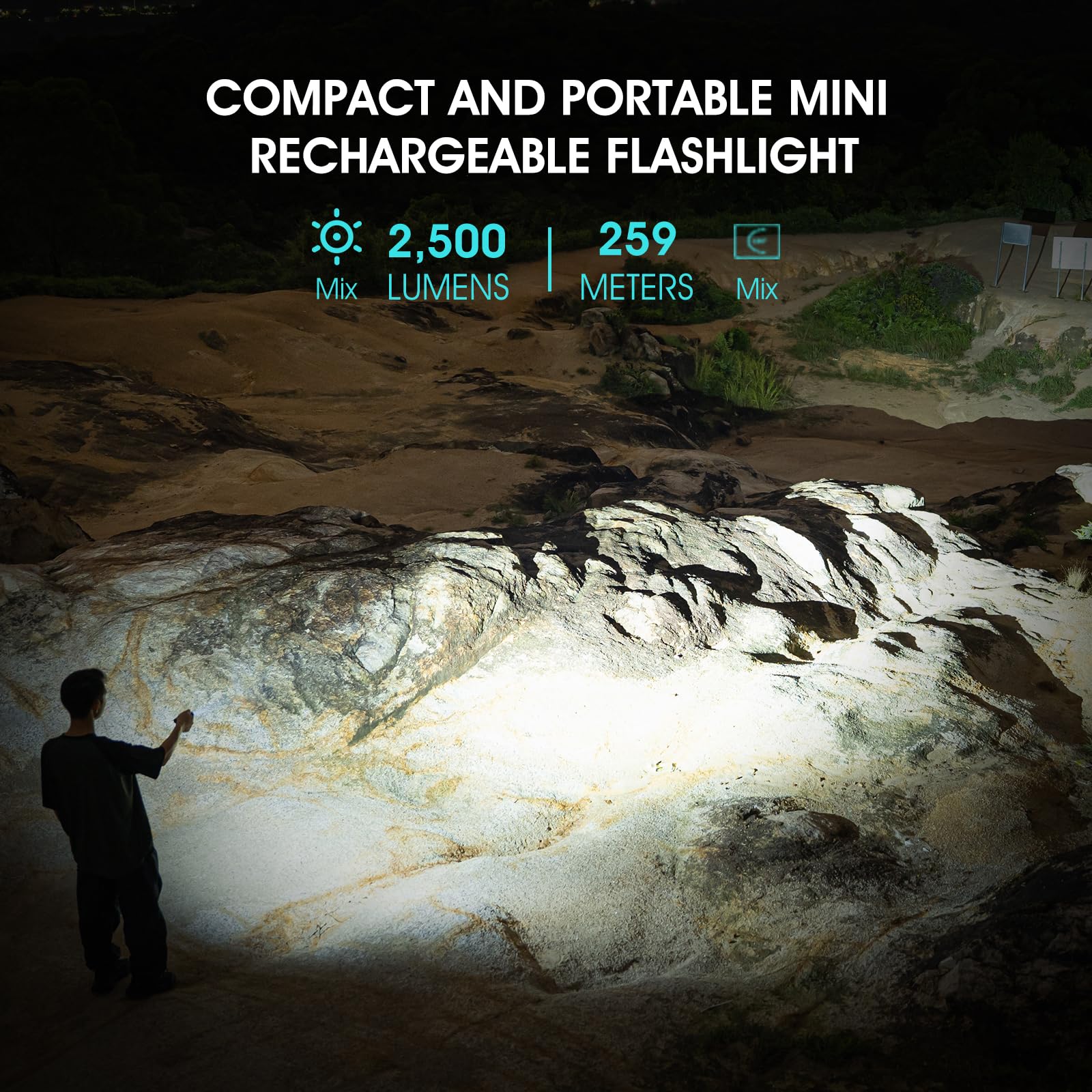 PIOOCAN S10Pro Rechargeable LED Flashlight, 2500 Lumens, Compact Tactical Design, Magnetic, Black, Ideal for Home, Emergency, Outdoor Use