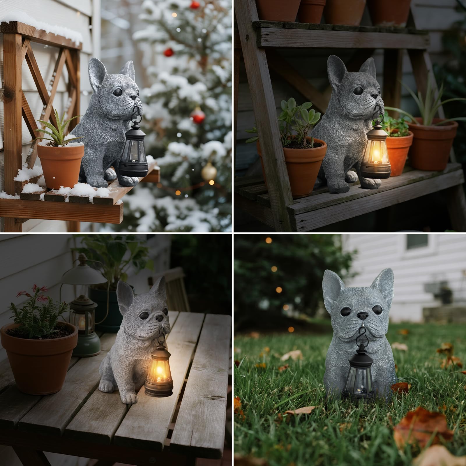 Qwifyu Solar Dog Outdoor Garden Statue With Led Light - Lawn Decor Dog Statue For Patio  Balcony  Yard Ornament - Unique Housewarming Gifts Birthday Gifts Garden Gift