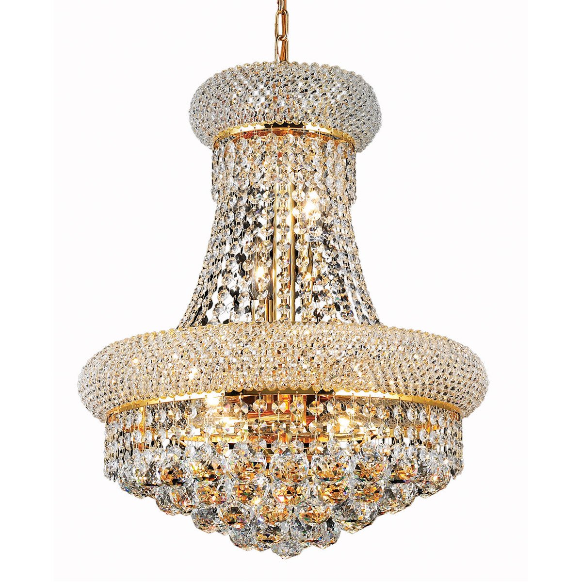 Elegant Lighting 1800D16G/RC 8-Light Hanging Fixture, Royal Cut Crystal, 16" Size, Gold Finish, Multicolor