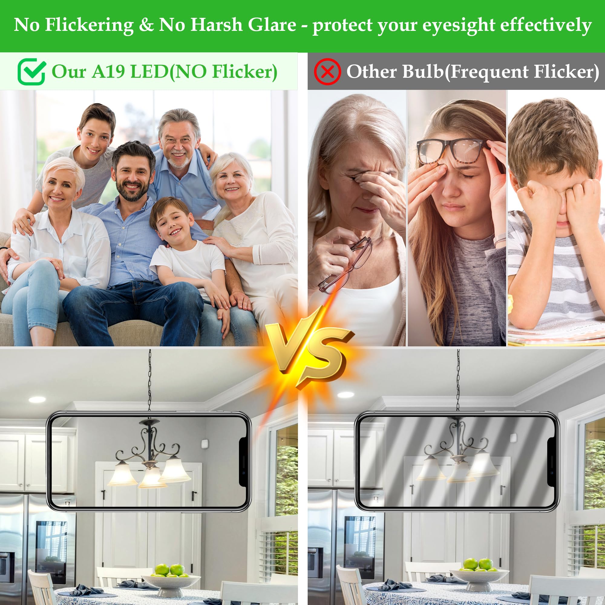 Partphoner A19 Led Light Bulb, 100 Watt Equivalent Led Bulbs, 13W Neutral White 4000K, 1500Lm, E26 Standard Base Non-Dimmable Wh