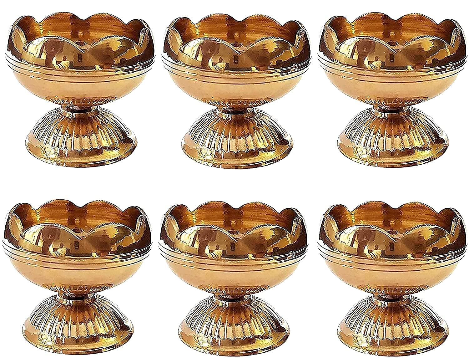 Craftsman Brass Diya Oil Lamp - Pack of 2, Golden, TOMATO NANDA, Ideal for Diwali Decoration and Pooja