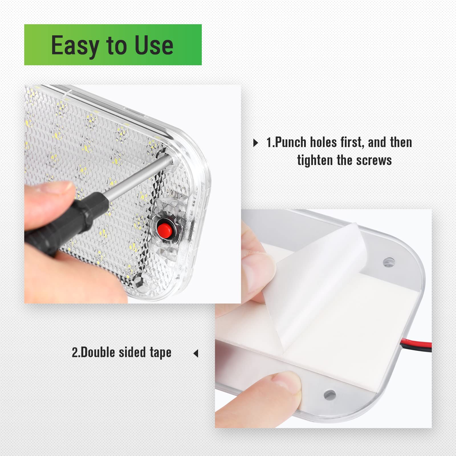 Thlevel Led Dome Light, Rv Interior Lighting 12V-85V 800 Lumens Super Bright Rv Led Ceiling Dome Light With On/Off Switch Rv Lights Interior For Car/Rv/Trailer/Truck/Camper/Boat (2 Pcs)