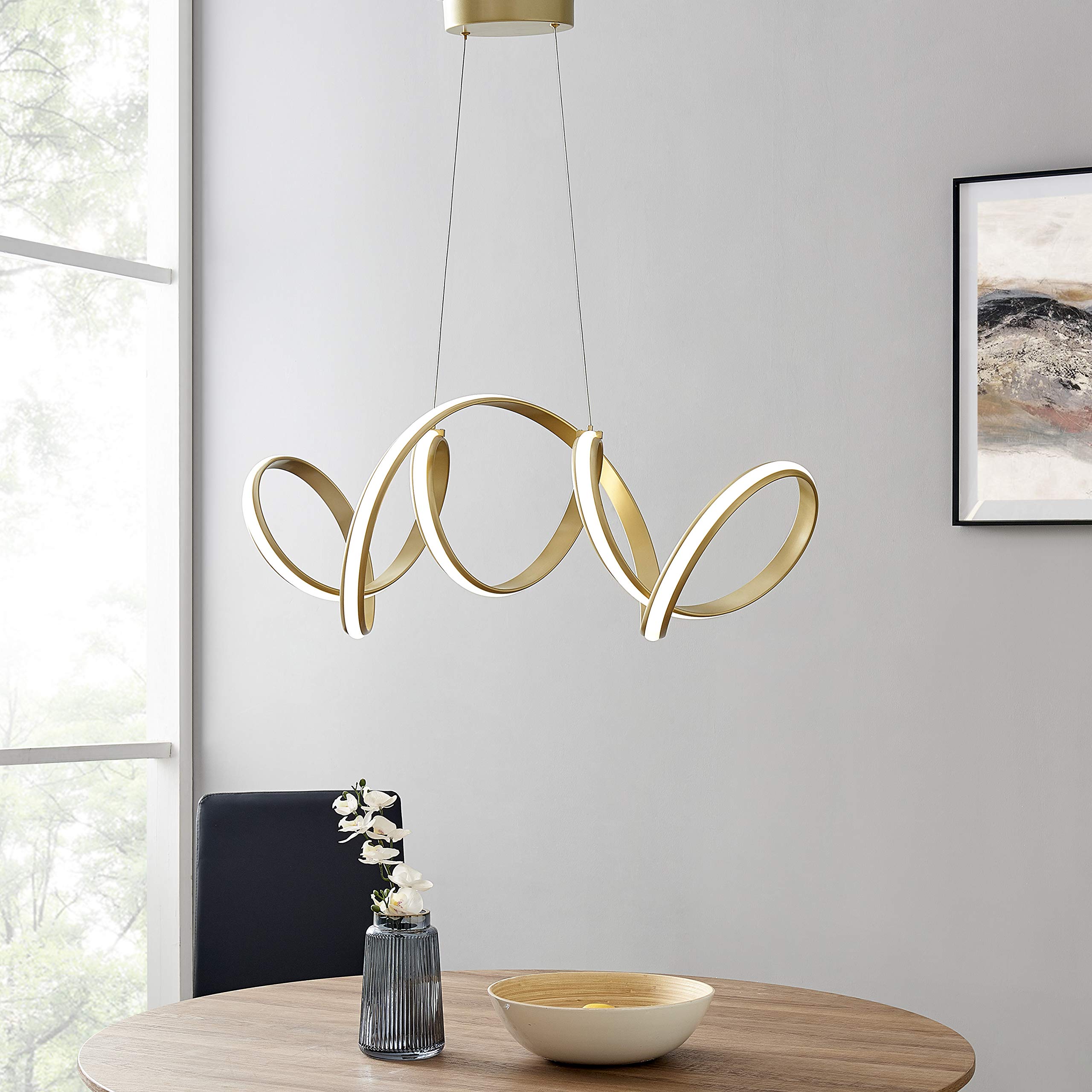 Finesse Decor Seville LED Chandelier, Gold, Metal, Model CH-007-G