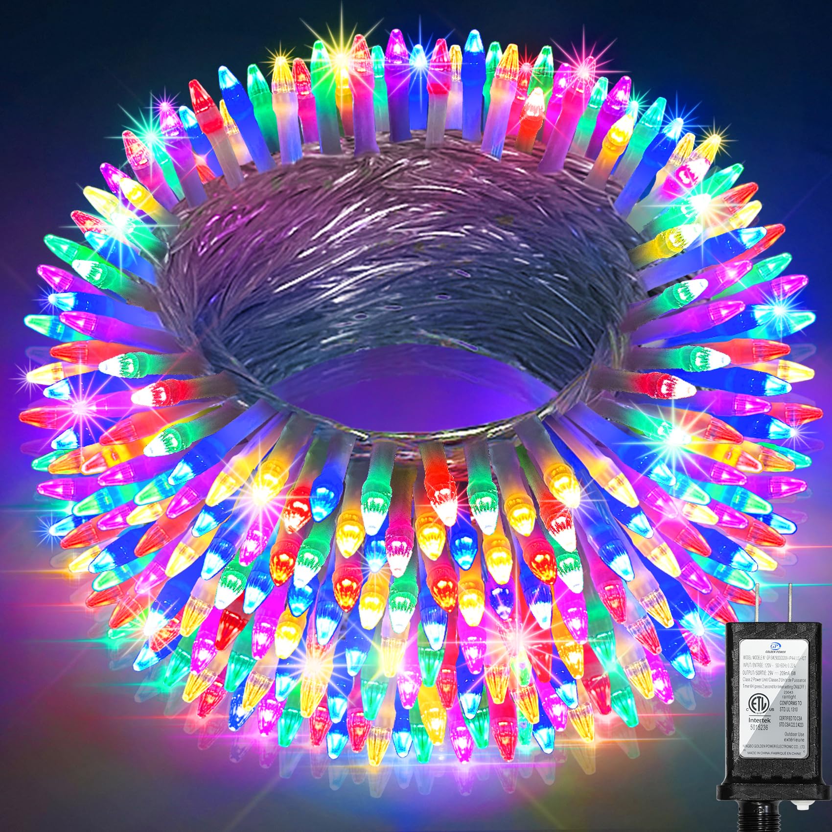 HRANBOTY 300 LED Christmas String Lights, 100 FT, Multicolor, 8 Modes, Indoor Outdoor, Timer & Memory