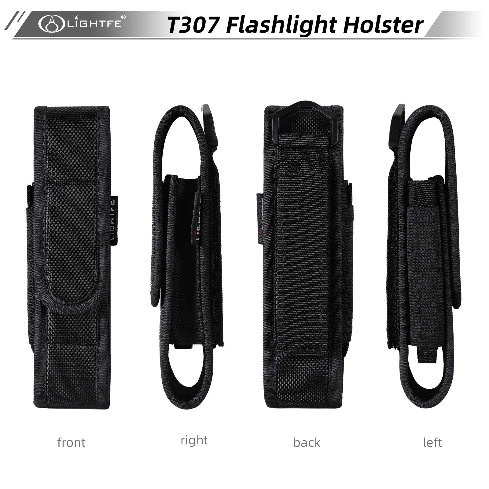Flashlight Holster T307 Tactical Flashlight Holster Suitable For Flashlights With A Length Of 5.5''-6.2'' Or A Diameter Of 32Mm,