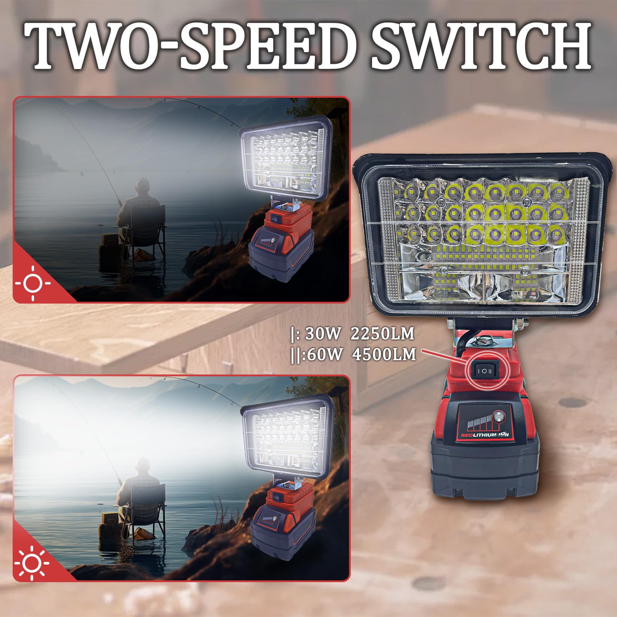 Byczone Led Work Light Cordless Handhelp For Milwaukee 18V Battery,60W 4500Lm Led Portable Light,Protection Usb Charging Port Fl