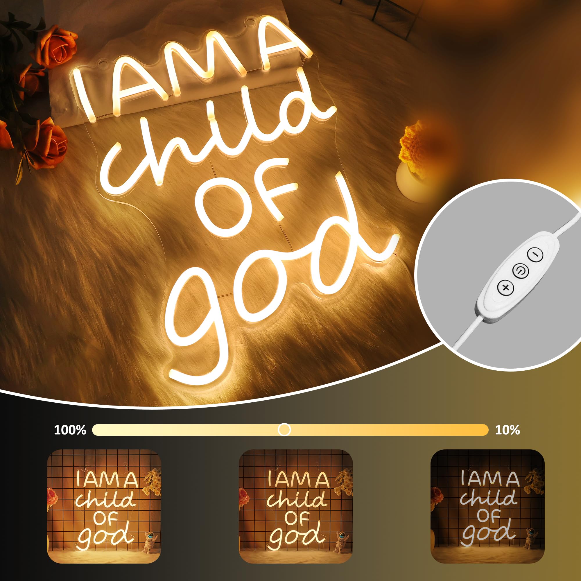 CoolGift Mart Divinely-Inspired Neon Sign - I Am a Child of God Wall Art for Spiritual Home Decor | Inspiring Light for Bedroo