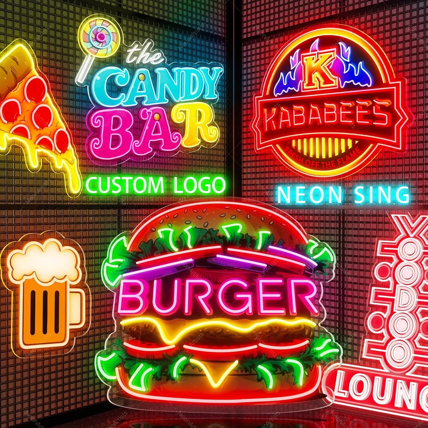 Wakklia Custom LED Logo Neon Sign, UV Printed, 25x25 inches, Silicone & Acrylic, Logo Neon