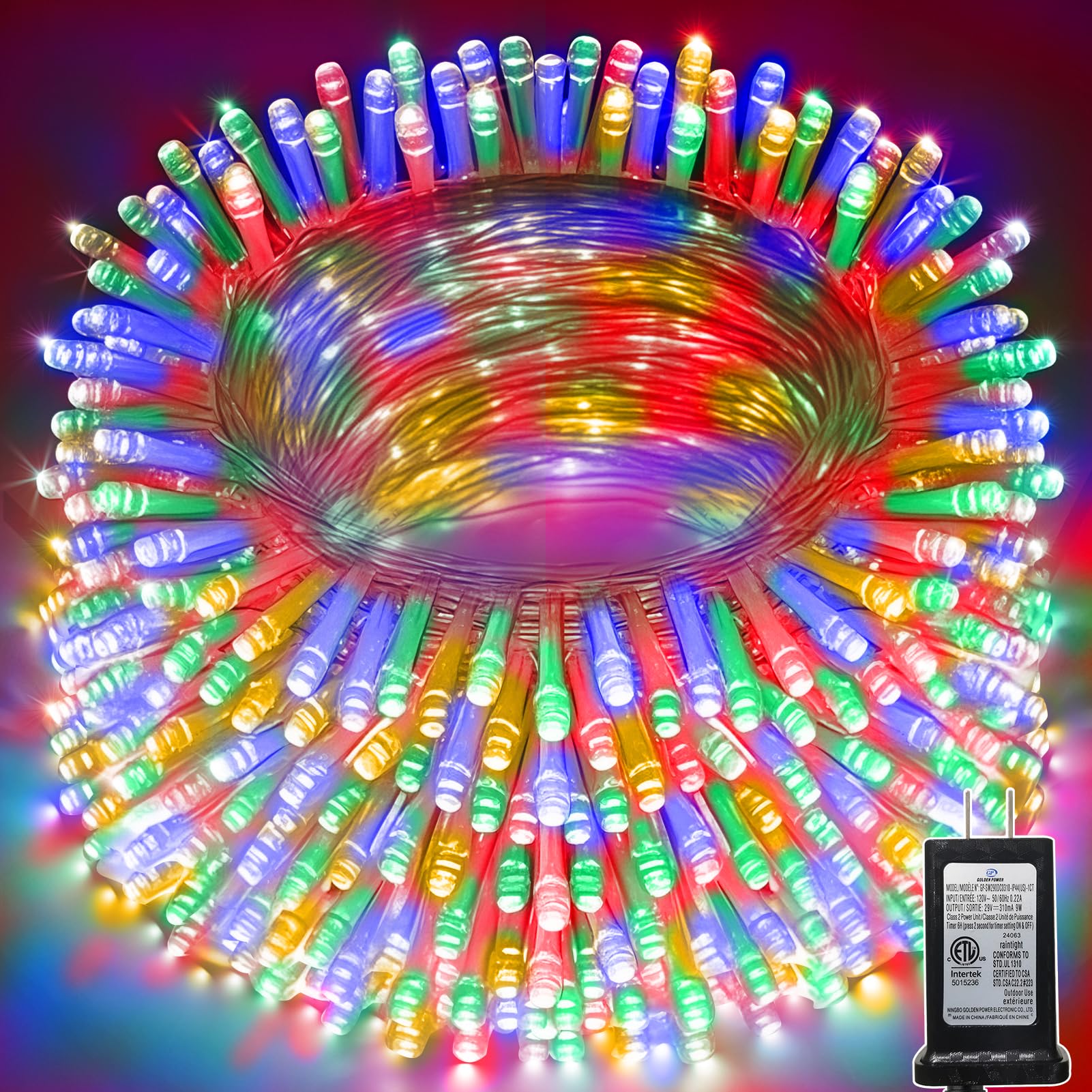 JDGJYDS LED String Lights 124FT 380LED Multicolor Waterproof 8 Modes & Timer for Indoor Outdoor Use, Model SG-SBDE01