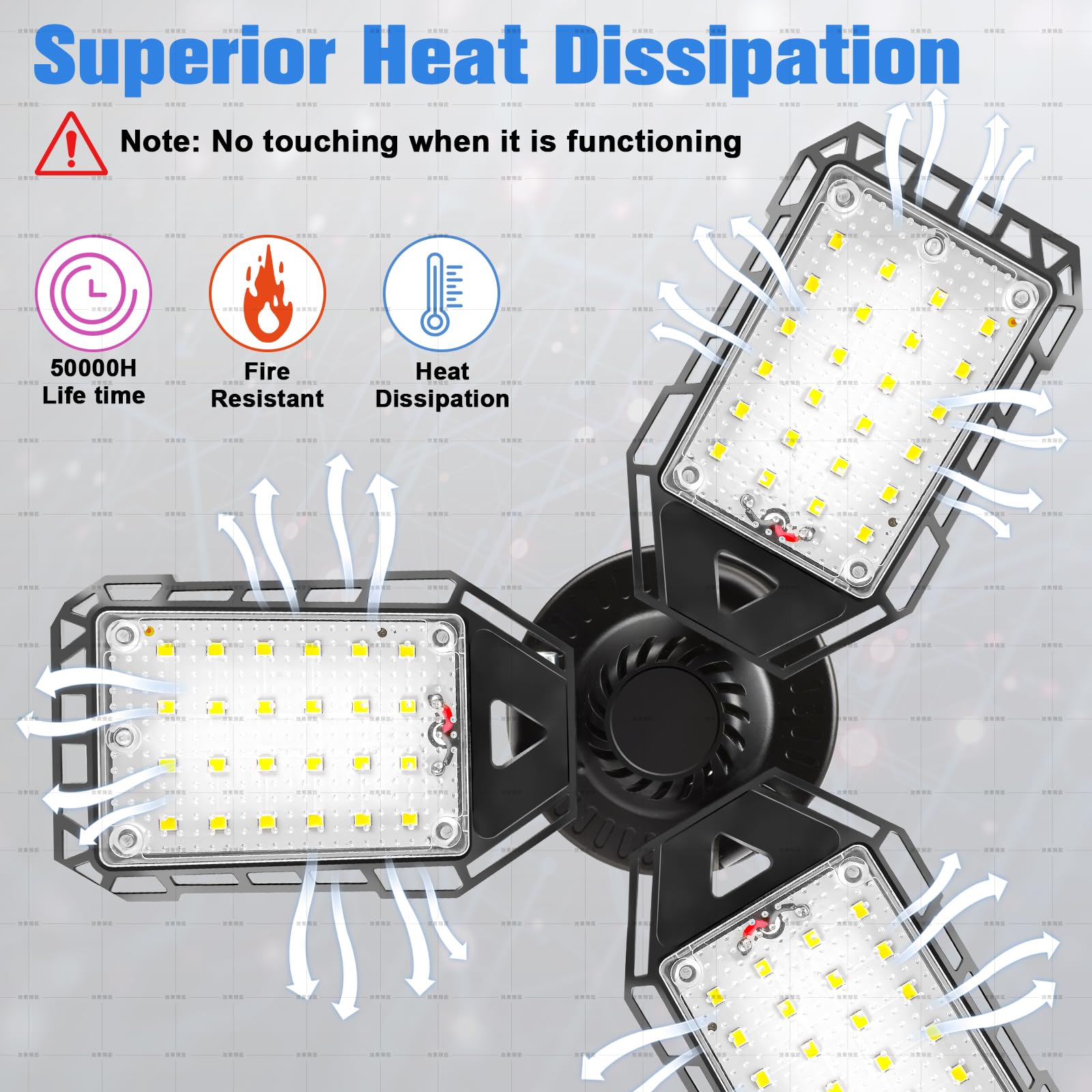 Aoretic LED Garage Lights 80W 8000LM 6500K 2 Pack with 3 Deformable Panels Black Model GR-6