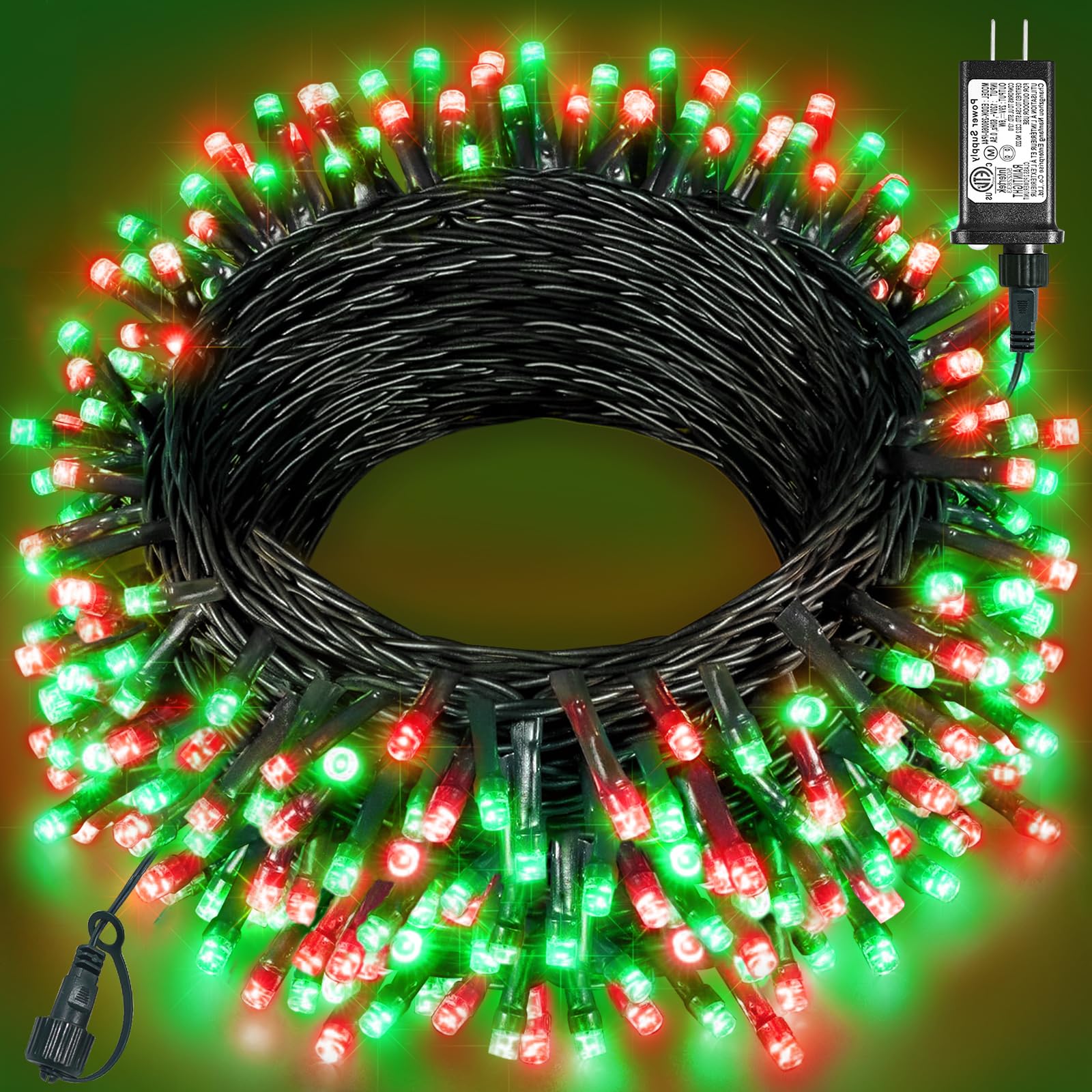 Red And Green Christmas Lights Outdoor  80Ft 240 Led Christmas Tree Lights Waterproof Plug In  8 Modes Connectable Christmas Decorations Green Wire For Indoor Room Xmas Garden Party