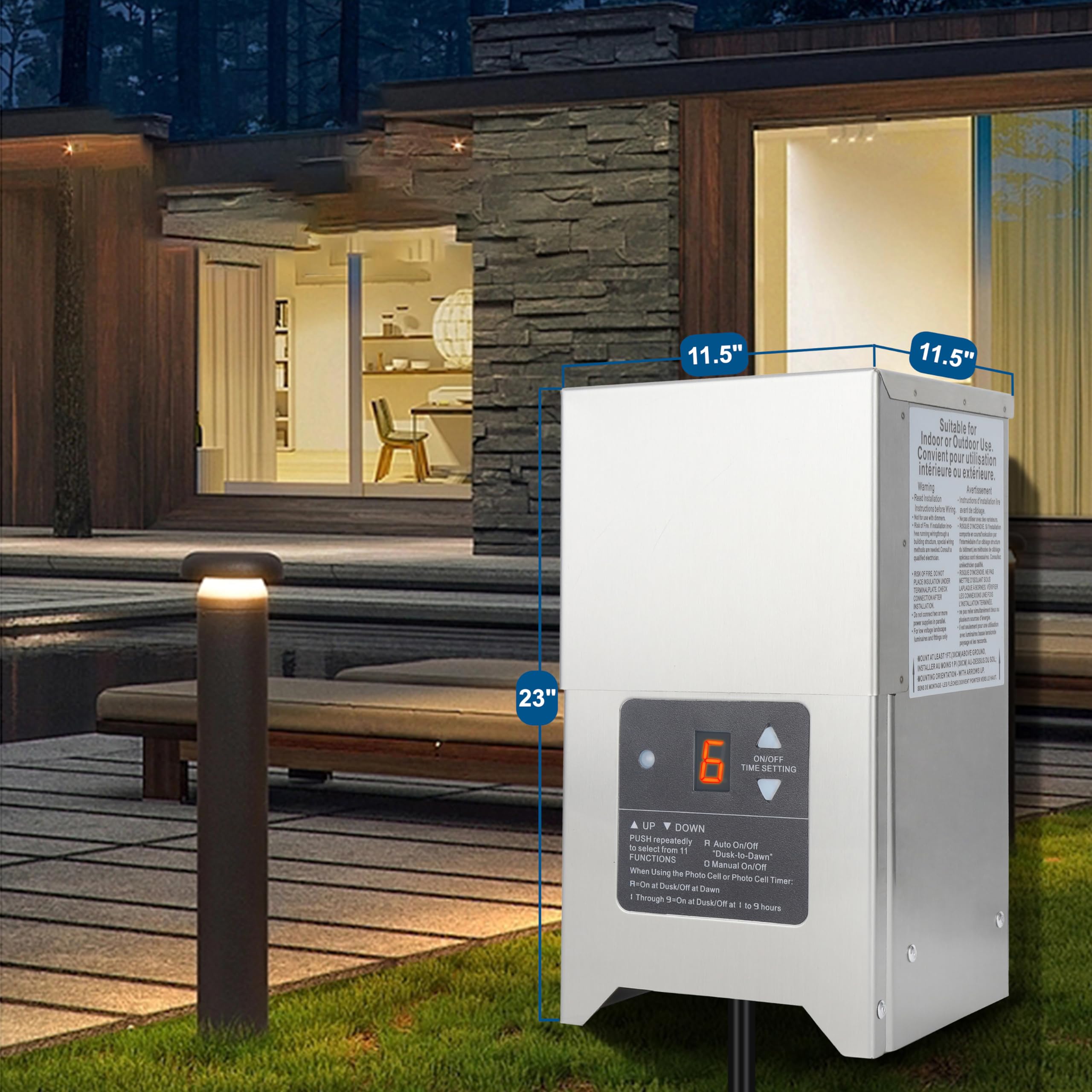 Brilliantool 300 Watt Low Voltage Landscape Transformer, 120V To 12V/15V Ac Multi-Tap Transformer,Weatherproof Stainless Steel E