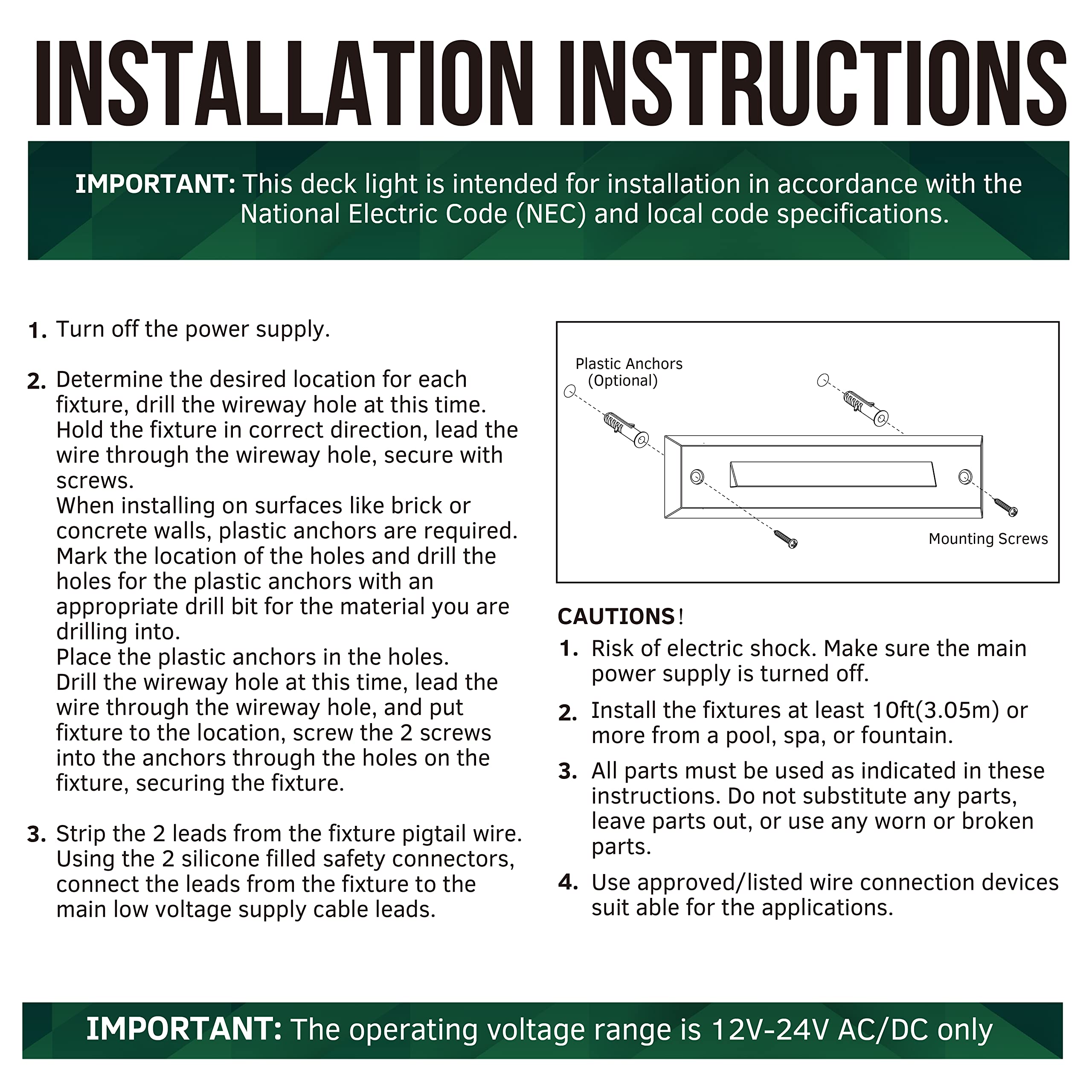 Gkoled 6-Pack 2W Low Voltage Led Step Lights, 2700K Waterproof Aluminum Stair Riser Lights