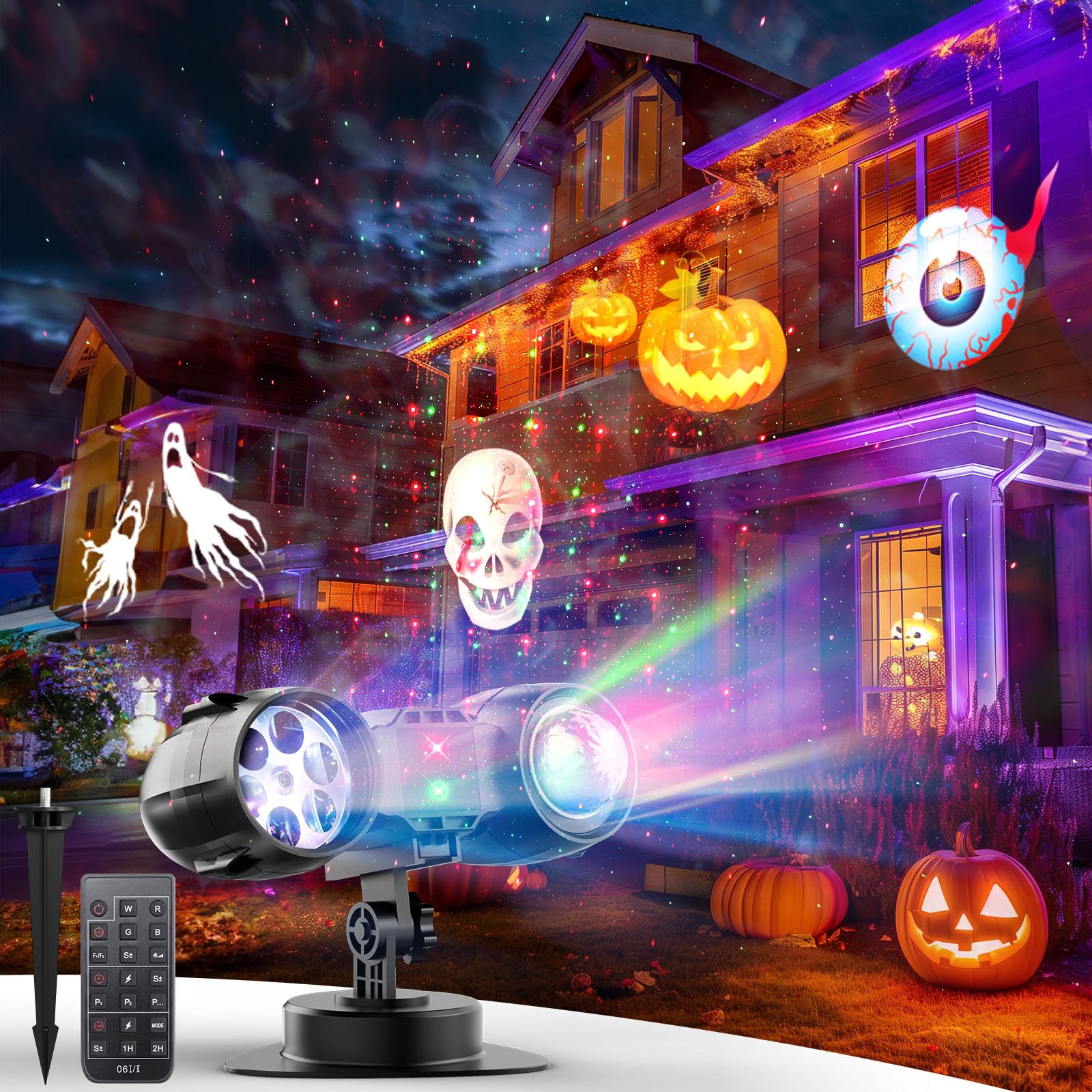Minetom 3 in 1 Christmas Projector Lights Outdoor 21 HD Effects (3D Ocean Wave + Patterns+Red Green) Waterproof with Timer Hallo
