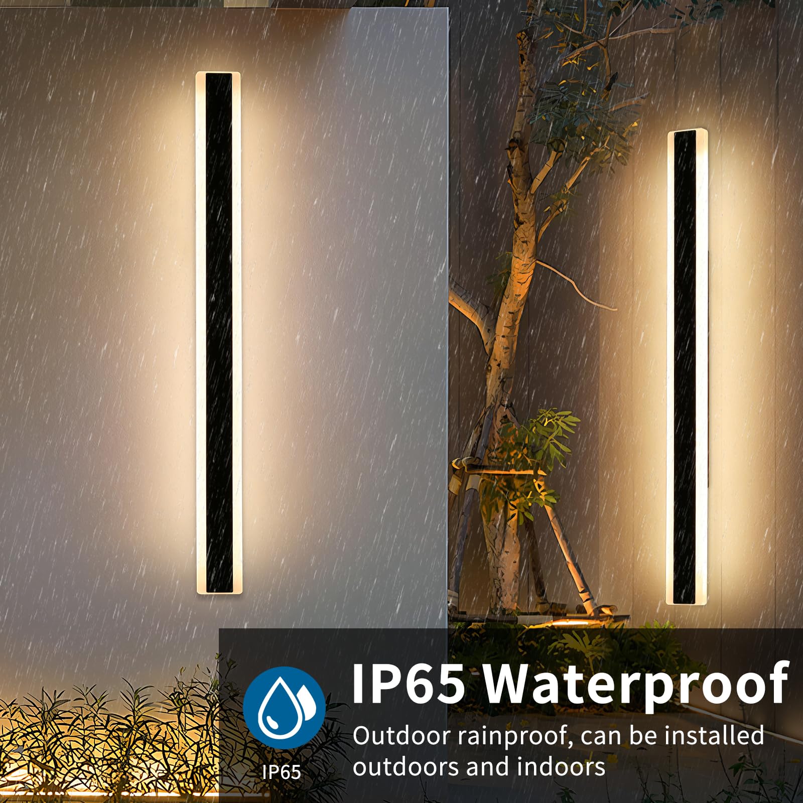 Daoseolo 2 Pack Modern Outdoor Wall Light Dimmable LED 57inch IP65 Waterproof with Remote Control