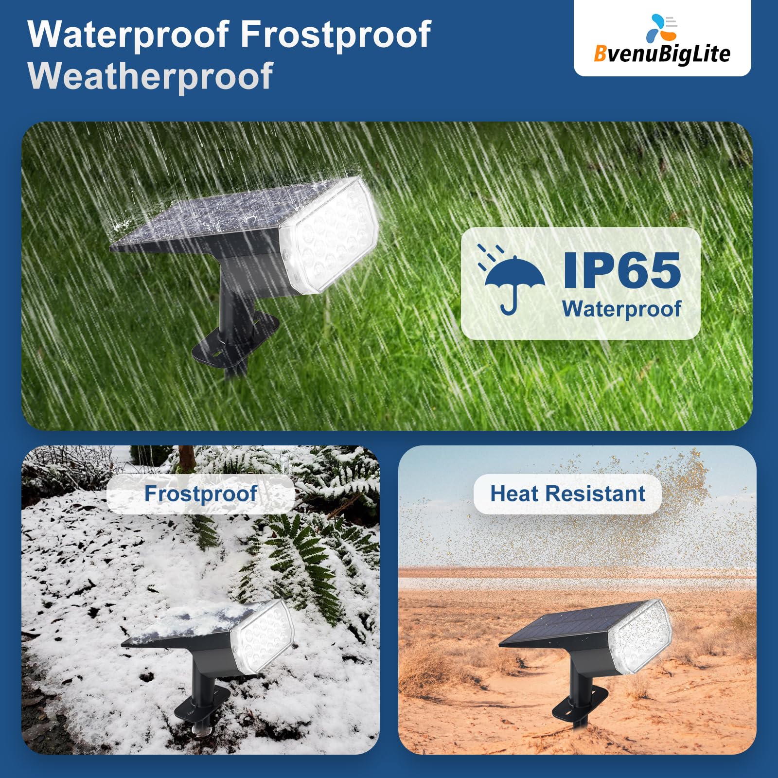 Bvenubiglite Solar Lights Outdoor Waterproof: Ip65 Led Spot Light Decorations For Garden Patios - 3 Lighting Modes Solar Powered For Yard - Halloween Christmas Lights Pathway Drive 2Pc White