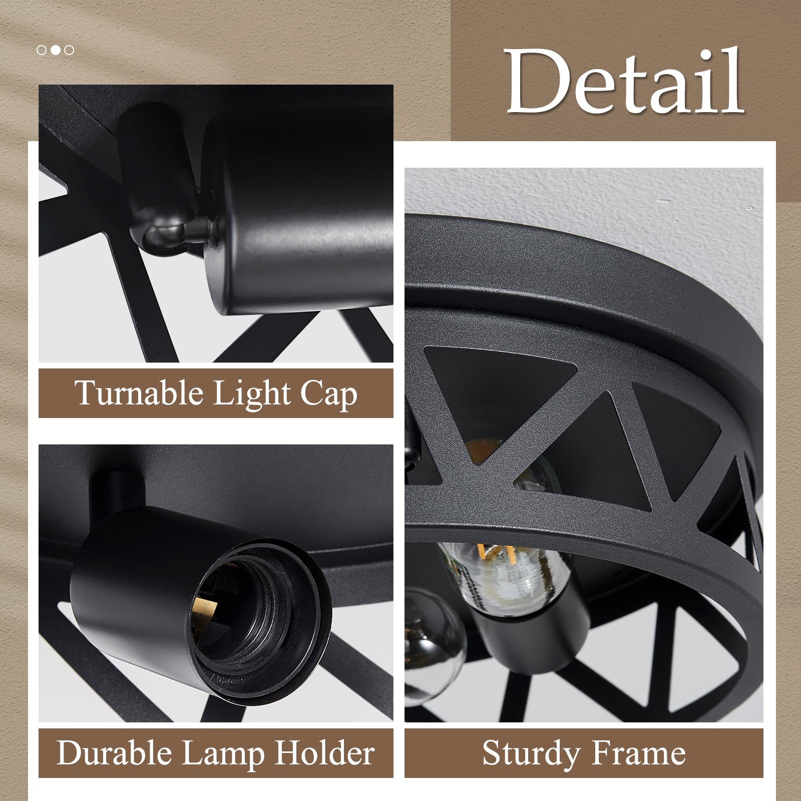 Dpxekq 13 Inch Black Flush Mount Ceiling Light Fixture,3-Light Light Fixtures Ceiling Mount For Hallway Hall,Kitchen Light Fixtures,Farmhouse Light Fixtures Ceiling (1 Pack)