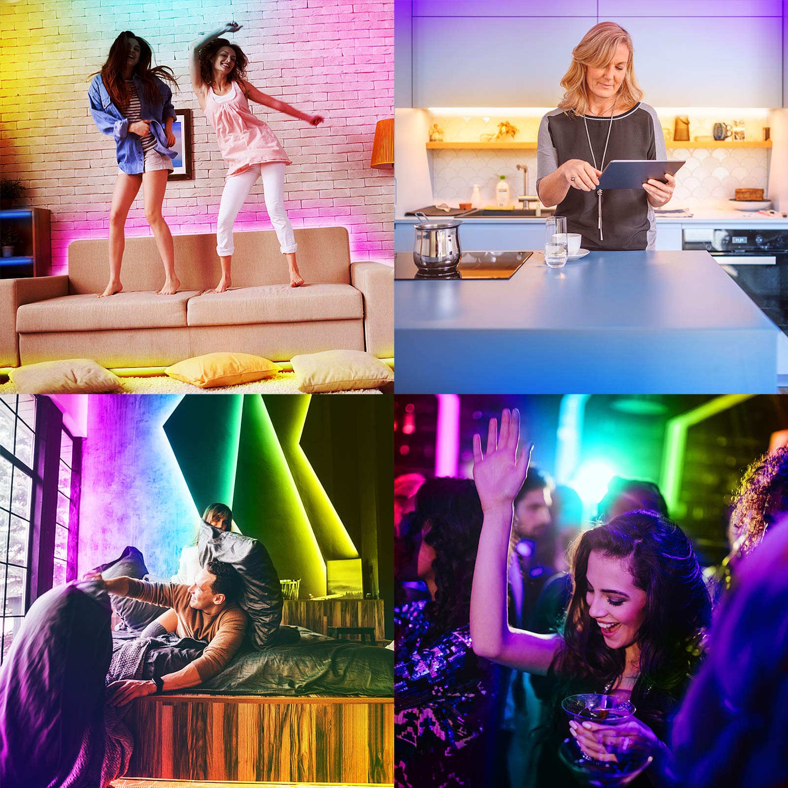 Daybetter (2Rd Gen) Smd 5050 Remote Control Led Strip Lights 50Ft Color Changing With 44Keys Remote Controller And 12V Power Sup