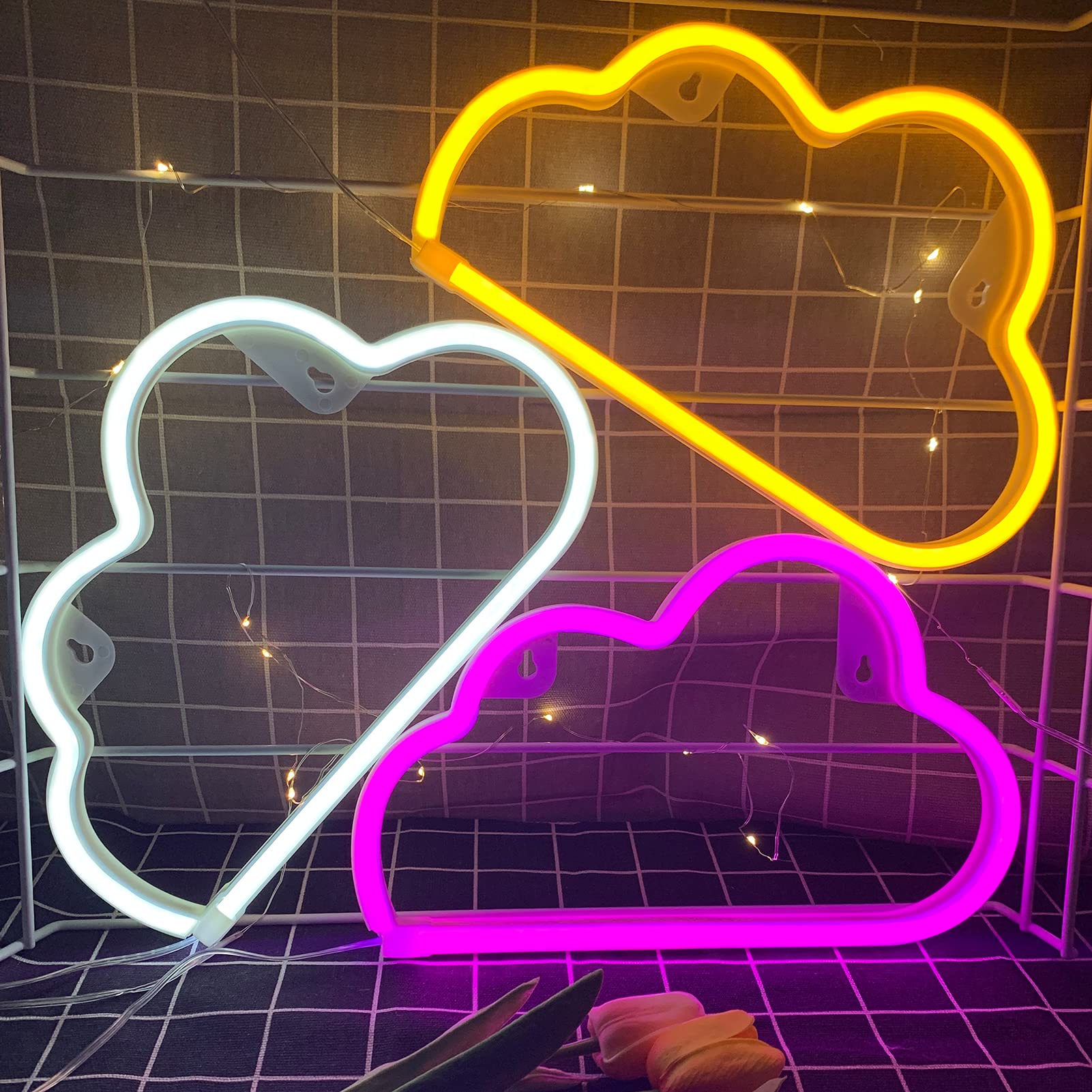Bernicekelly Led Cloud Neon Sign - White Silicone Wall Light For Bedroom Decor, Usb/Battery Powered, Model Yyi-50