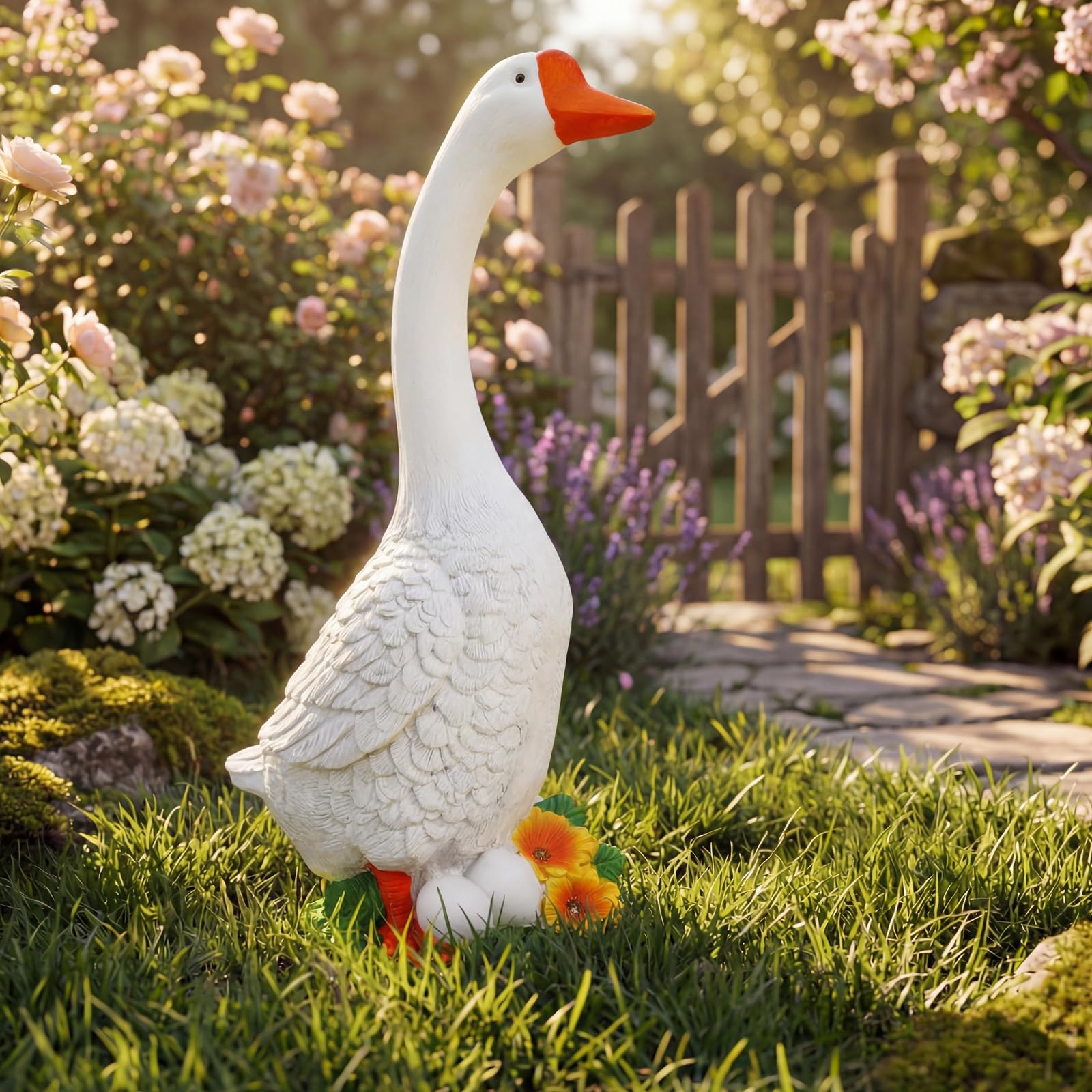 vchin 23 inch Porch Goose, Large Porch Goose Statue, Brighten Your Outdoor Space, Enhance Your Porch, Balcony, Lawn, Yard and Ga