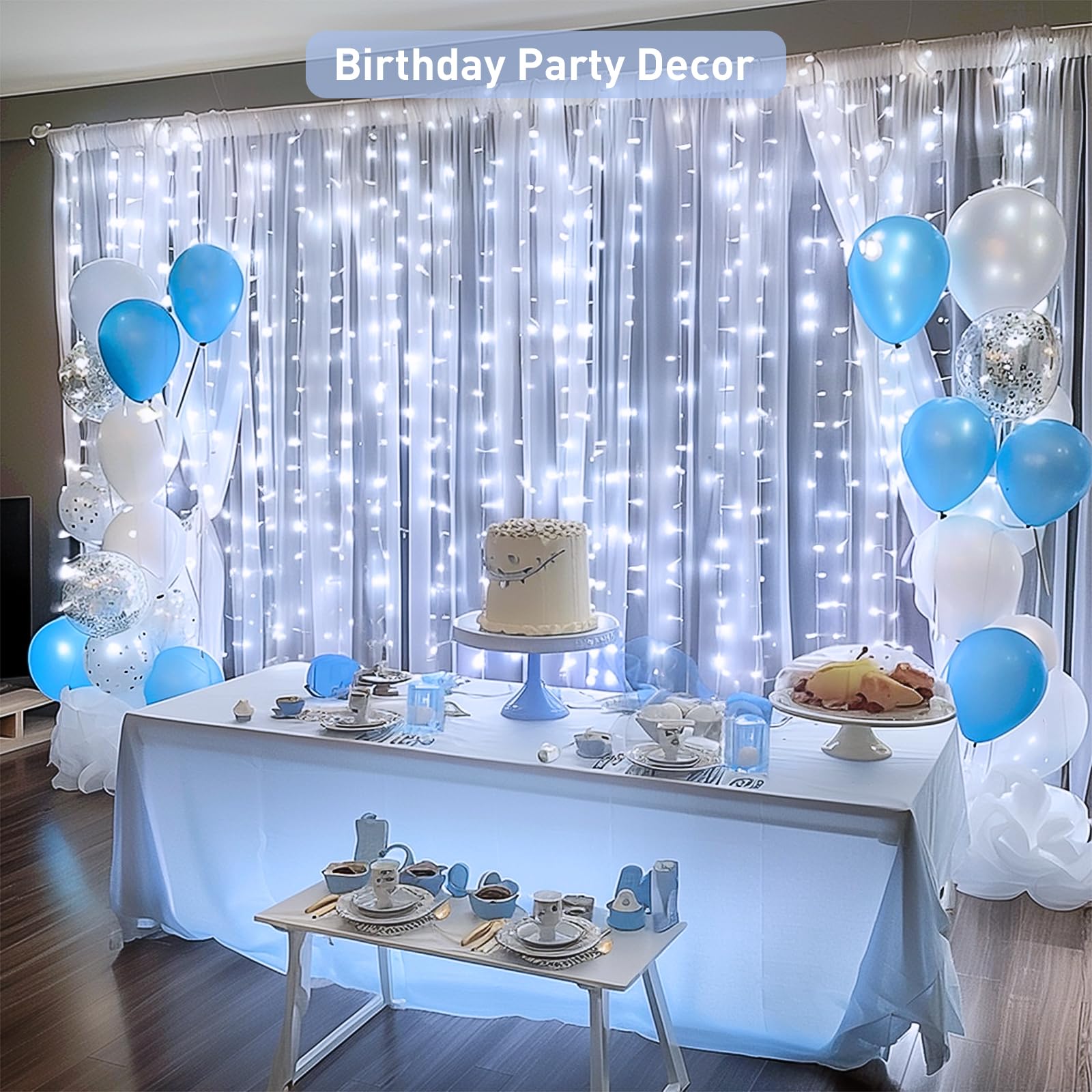 Jmexsuss 300 Led 9.8X9.8Ft White Curtain Lights With Remote, White Christmas Lights Indoor Plug In, 8 Modes White String Lights For Bedroom Wall Wedding Reception Party Backdrop Window Outdoor Decor