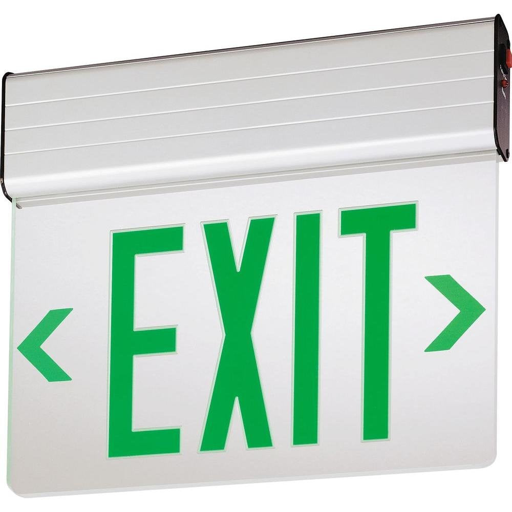 Lithonia Lighting LED Emergency Exit Sign, Aluminum, 3 Watts, Green, Model EDG 1 G EL M6