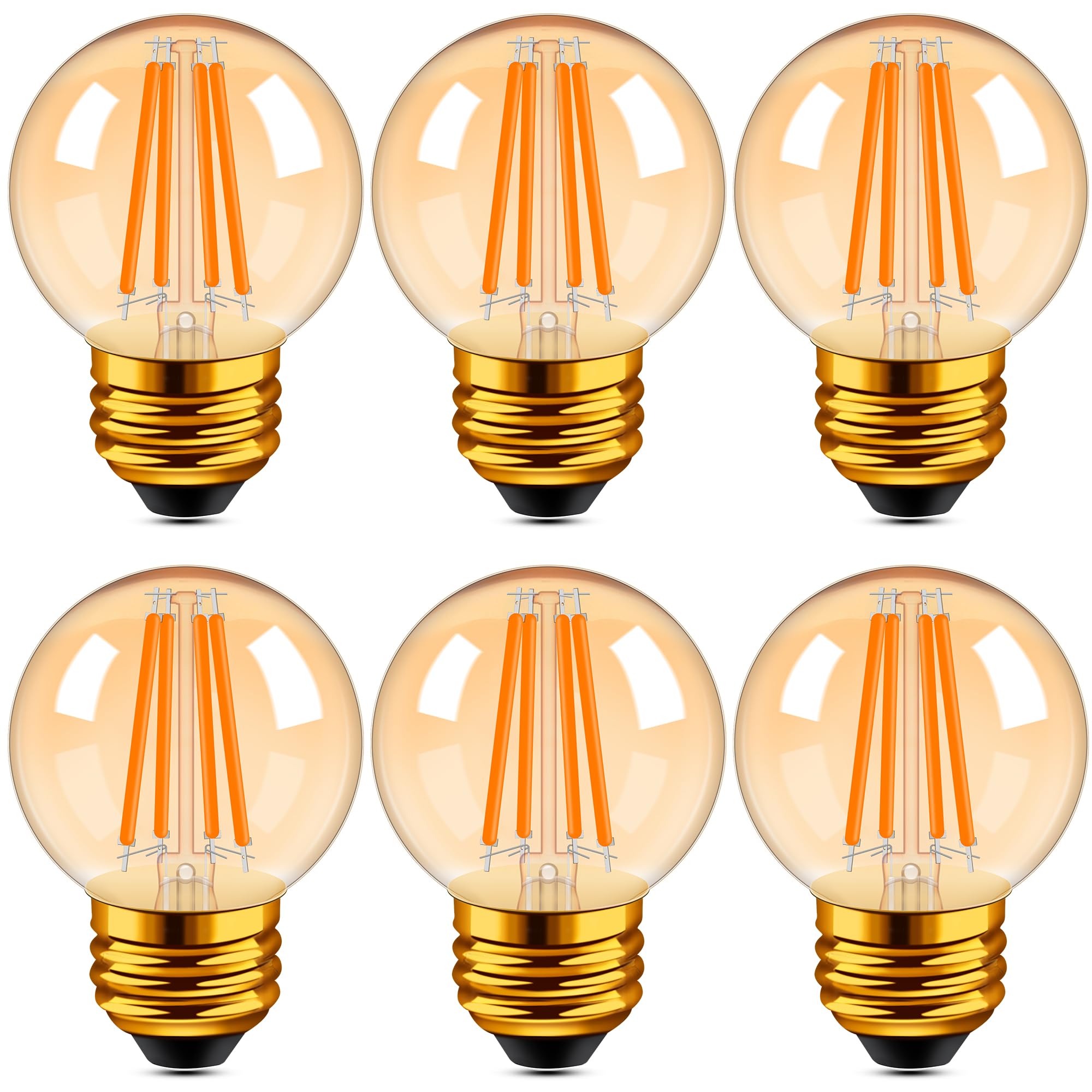 Grensk Dimmable E26 Led Light Bulbs 6Watt, G16.5 Vintage Amber Light Bulbs,Equivalent 60 Watt,2700K Warm White Light For Ceiling