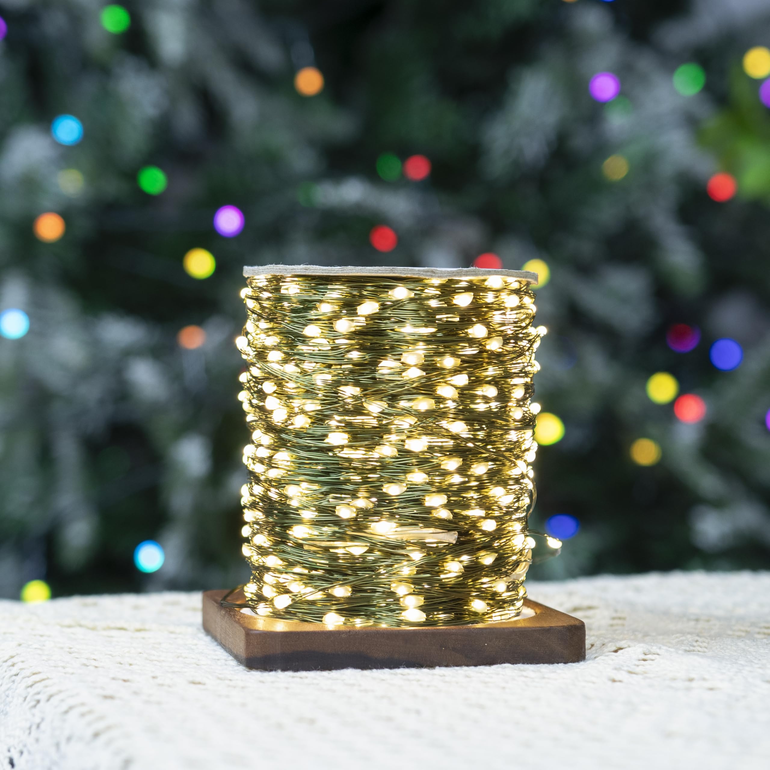 PCORES 164FT LED Fairy Lights, Warm White, Copper Wire, Waterproof, Remote & Timer, Model DS-GR-600-CTR