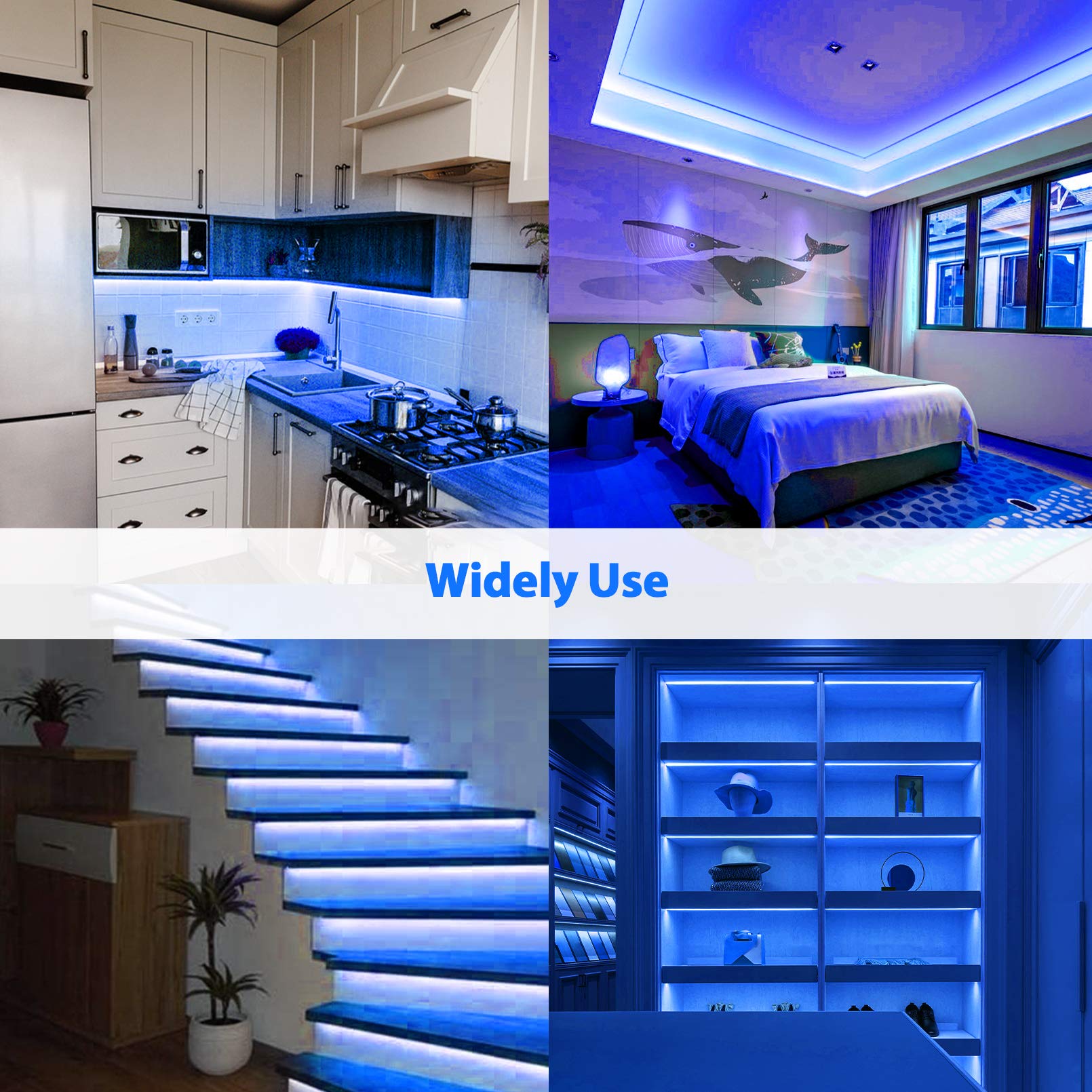 Lamomo LED Neon Flex Strip - 16.4ft Waterproof Blue Silicone Light for Indoor/Outdoor Deco