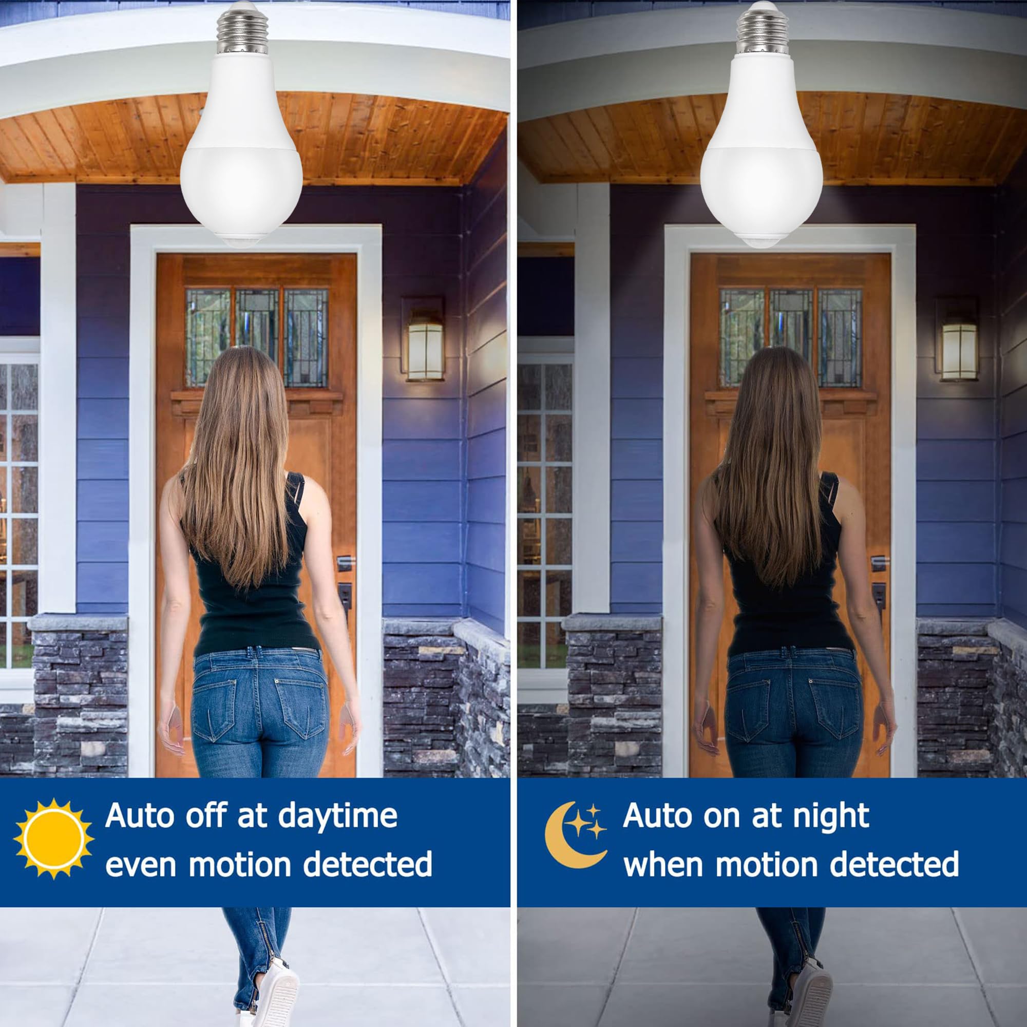 Motion Sensor Light Bulbs - 9W (60W Equivalent) E26 Motion Activated Led Light Bulb 5000K Daylight Dusk To Dawn Security Bulb Au