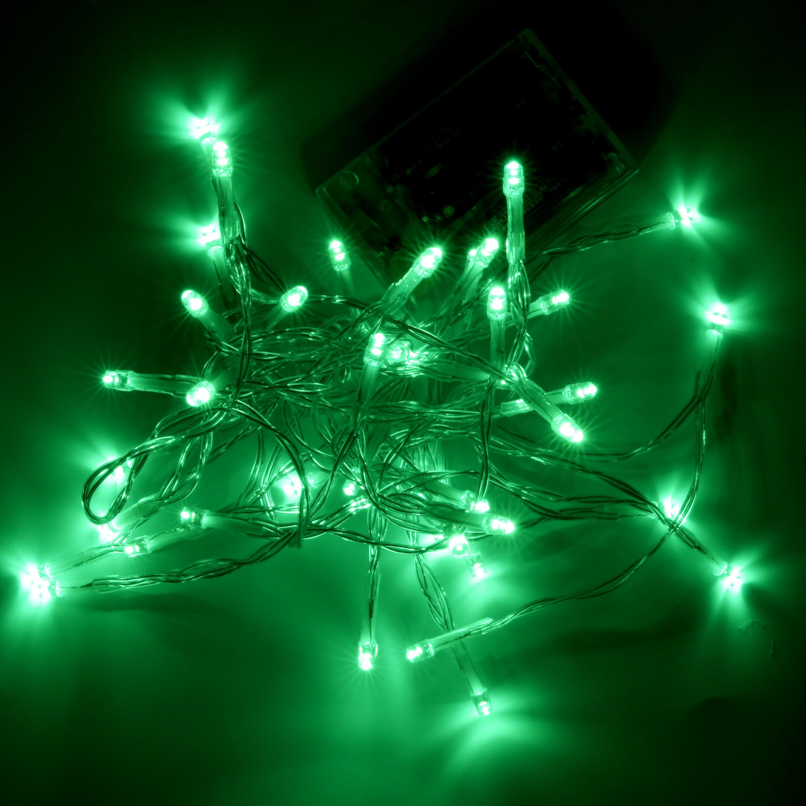 Karlling Battery Operated Christmas Lights,8 Flashing Mode 13 ft Short Clear Wire Led Fairy Light String with Timer for Small Mini Xmas Tree and Wedding Party Indoor/Outdoor Decoration (Green, 1Pack)