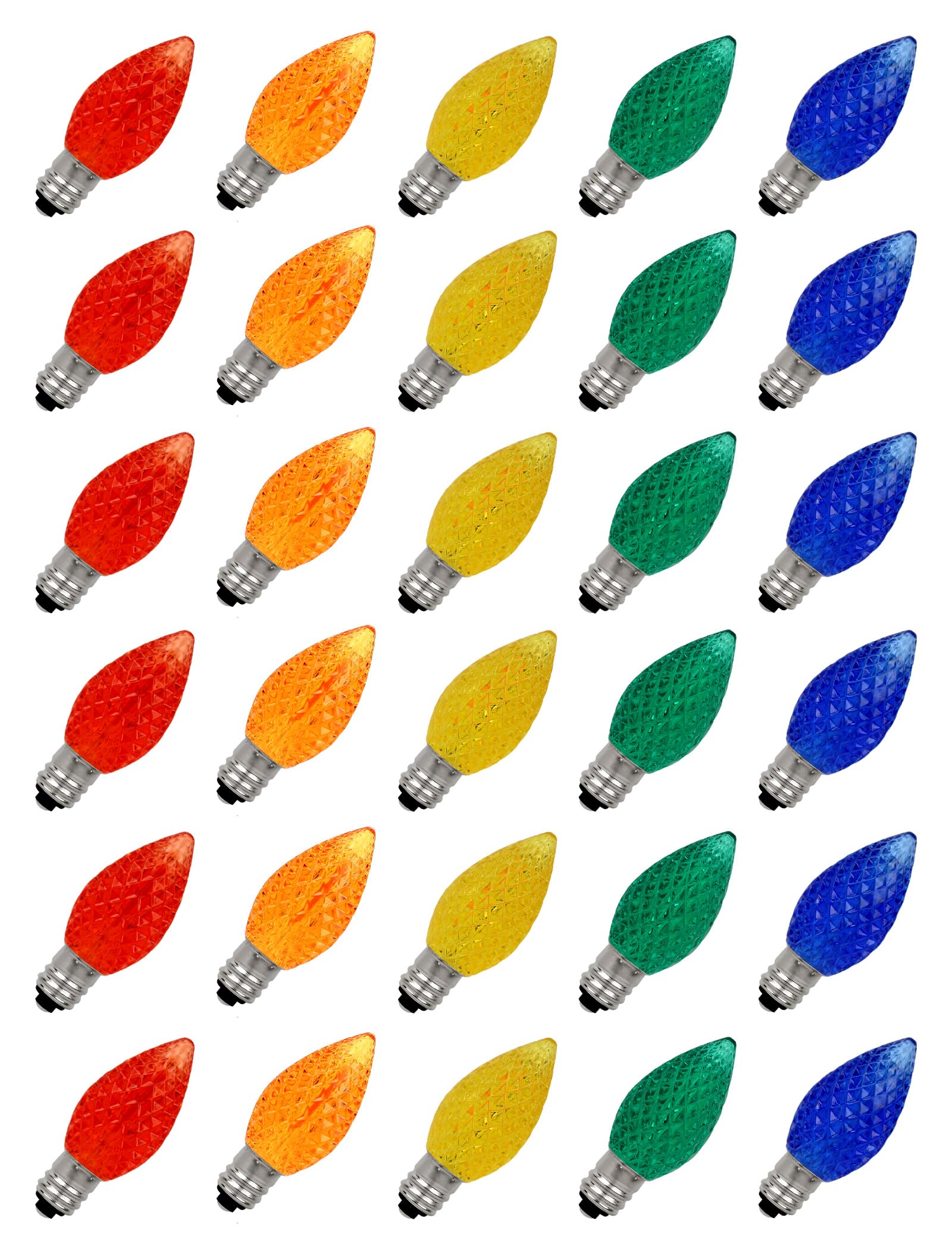 Hobbynors 30-Pack C7 Led Replacement Christmas Light Bulbs  Shatterproof Cool White Bulbs For Outdoor String Lights  0.6W Energy Saving  E12 Base  Modern & Functional Holiday Lighting